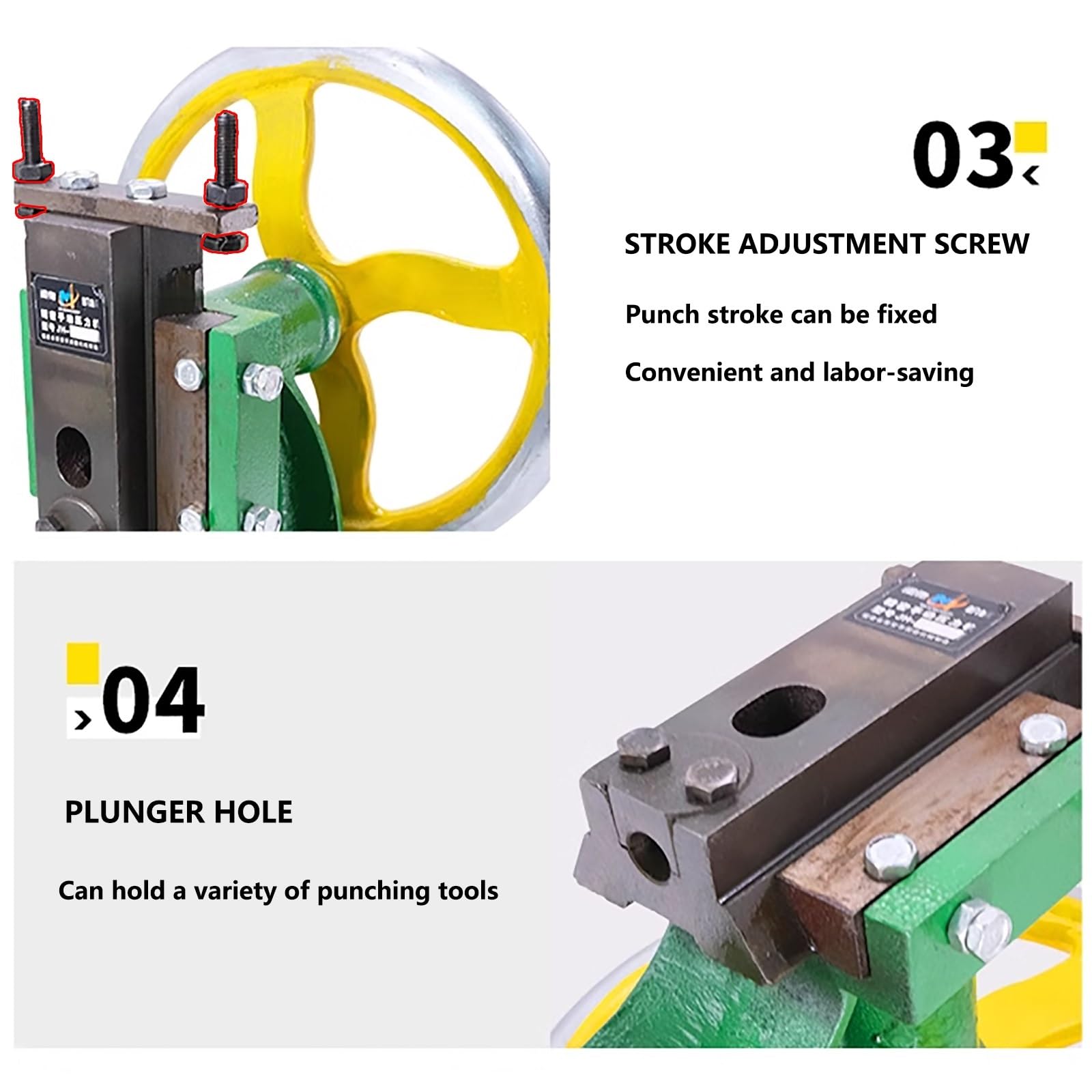 Prensa de eje resistente, prensa manual de rueda manual, prensa industrial plana para perforar, doblar y extrusión, hierro fundido de 0.4 a 1.2 toneladas, herramienta de banco de precisión