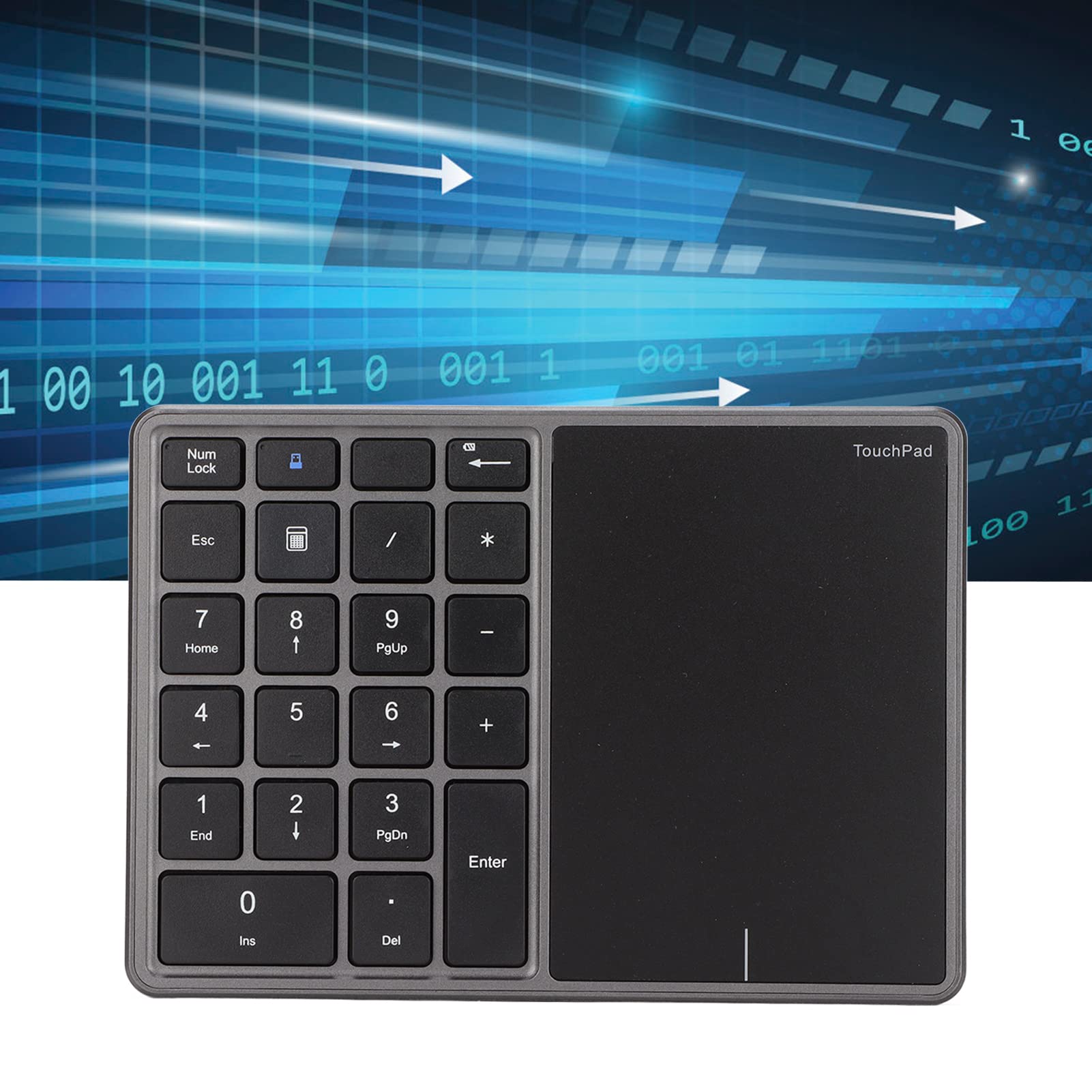 Sxhlseller Teclado Numérico Inalámbrico de 22 Teclas, Teclado Numérico Inalámbrico Diseño de Panel Táctil, Teclado de Conexión de Modo Dual 2.4G con Interfaz Tipo C, Teclado para Computadora(Gris)