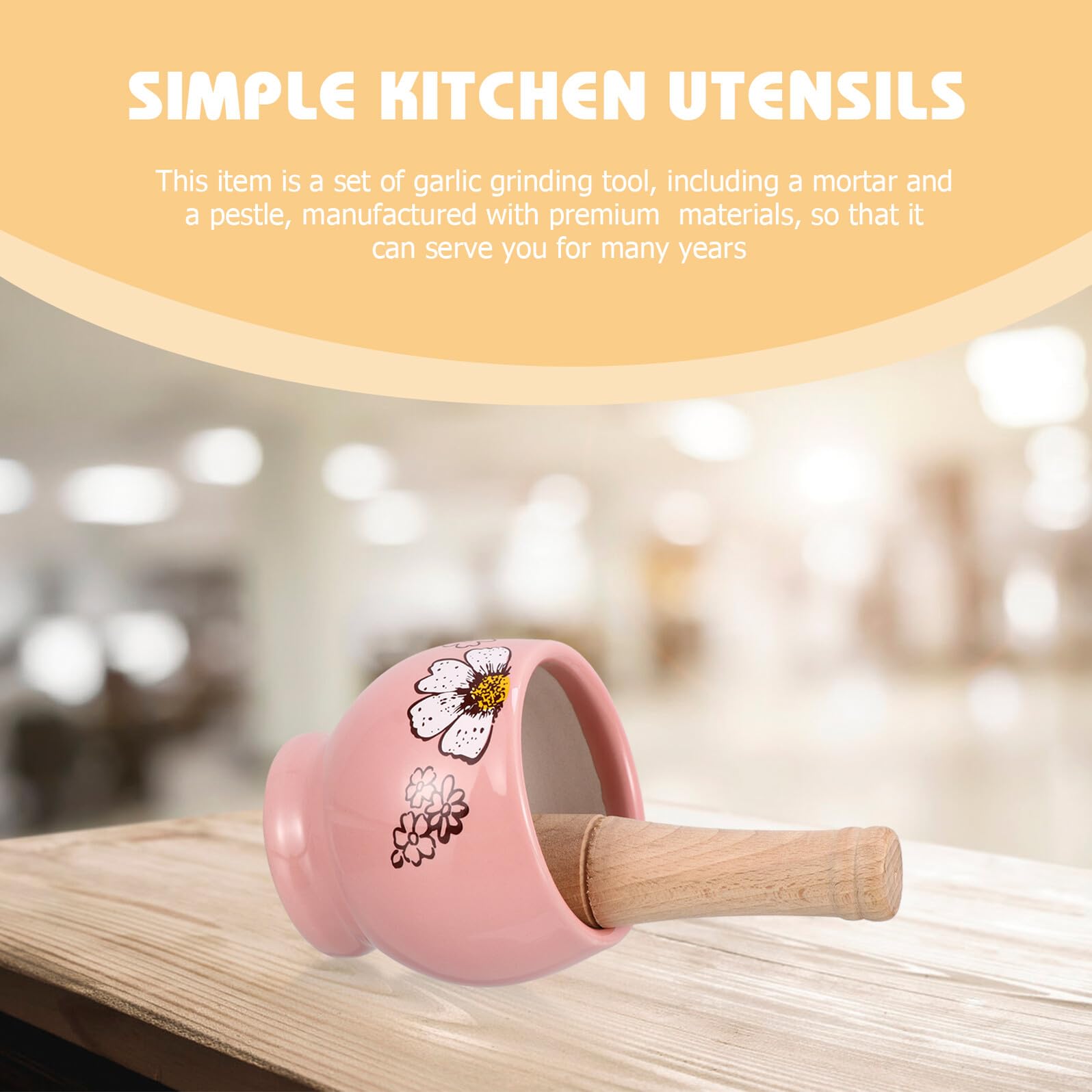 Keramik Mörser mit Stampfer 1 Satz Rosa, Rund mit Holzgriff | Knoblauch und Gewürze, Ergonomische Form, Tragbar, Küchenutensil für Einfaches Zerkleinern Zufällige Farbe