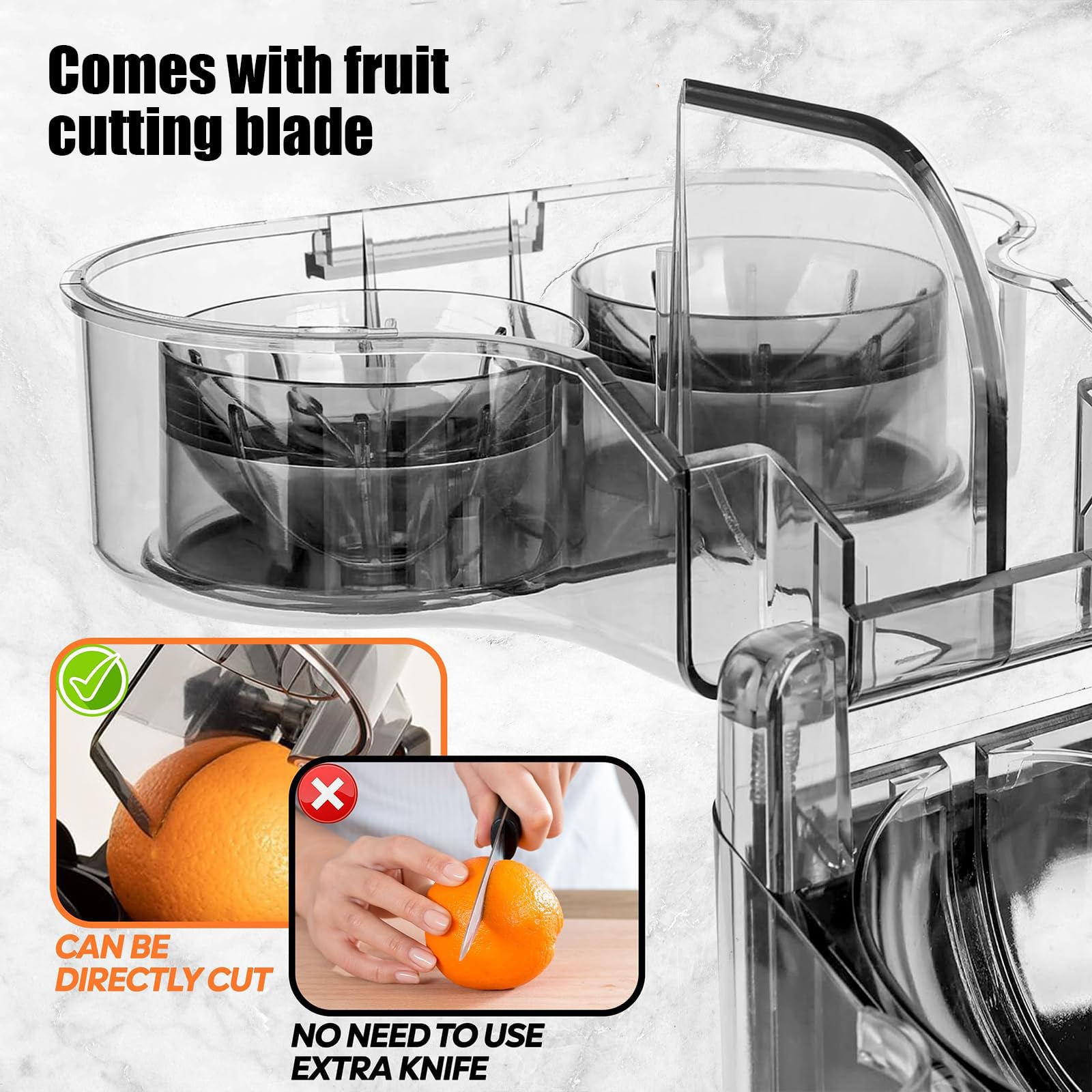 Exprimidor de Naranjas de Doble Cabezal de 59,2 W, Exprimidor Eléctrico de 600 Ml con Cámara de Pulpa de 8 Cuchillas, Rendimiento de Jugo>90%, Exprimidor de 20 Segundos, Exprimidor de Jugo black