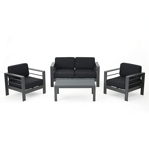 Crested Bay Aluminum Outdoor Chat Set with Water Resistant Cushions,