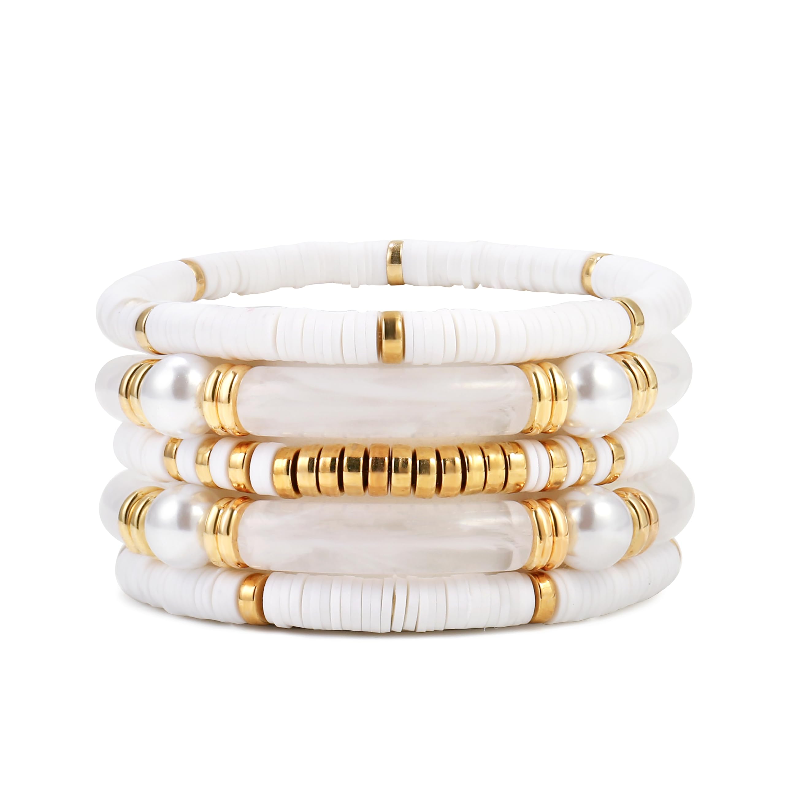 Elegance 11 designs colorful bracelets for women Surfer Thick Tube Heishi Summer Beach Beaded Stackable Boho Stretch Bracelets