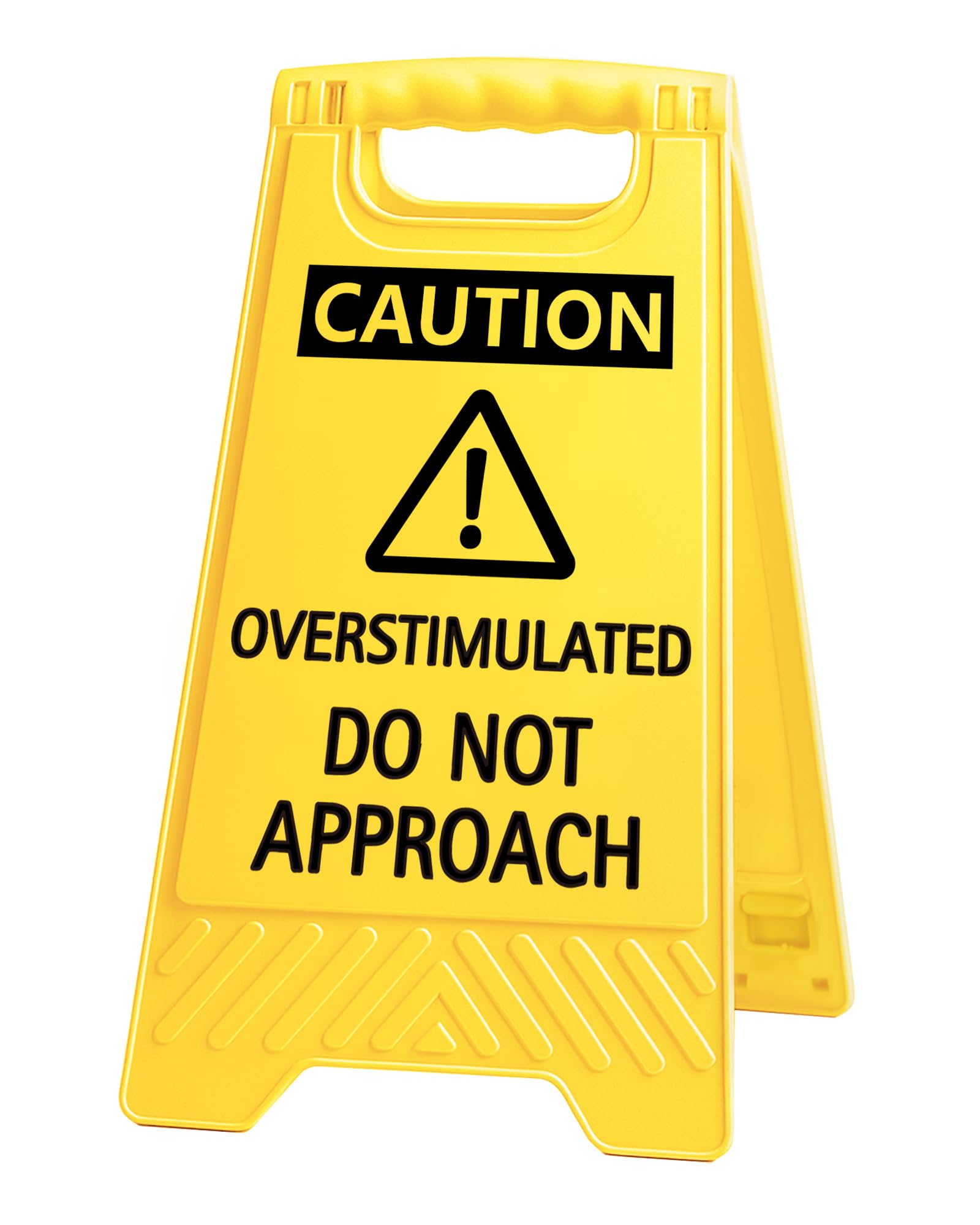 Caution Overstimulated Do Not Approach Office Decor, Funny Desk Sign for Women Coworkers, Valentines Day Gag Gifts for Tax Season, Sarcastic Desk Accessories, Phone Holder with Mirror