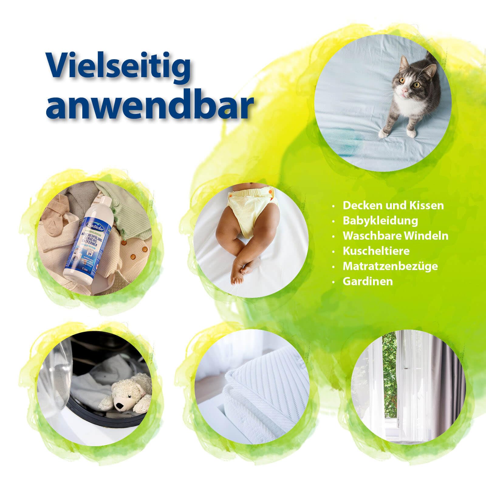 Bactador Hygienespüler Wäsche 3 x 1L- Wäschespülung Geruchsentferner - Mikrobiologischer Enzymreiniger & Geruchsentferner Wäsche - Hygiene Waschmittel für alle Textilien - Geruchsneutralisierer