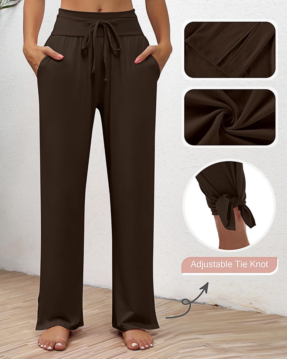 Neer 3 Pack Women's Lounge Pants Wide Leg Yoga Sweatpants with Pockets High Waisted Drawstring Lounge Loose Workout Jogger - Image 2