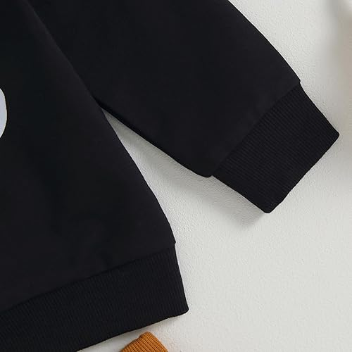 Miniatura 5 de mlpeerw Conjunto de Halloween para bebé, niño, My First Halloween Boo, conjunto de letras impresas para niños pequeños, sudadera y pantalones para