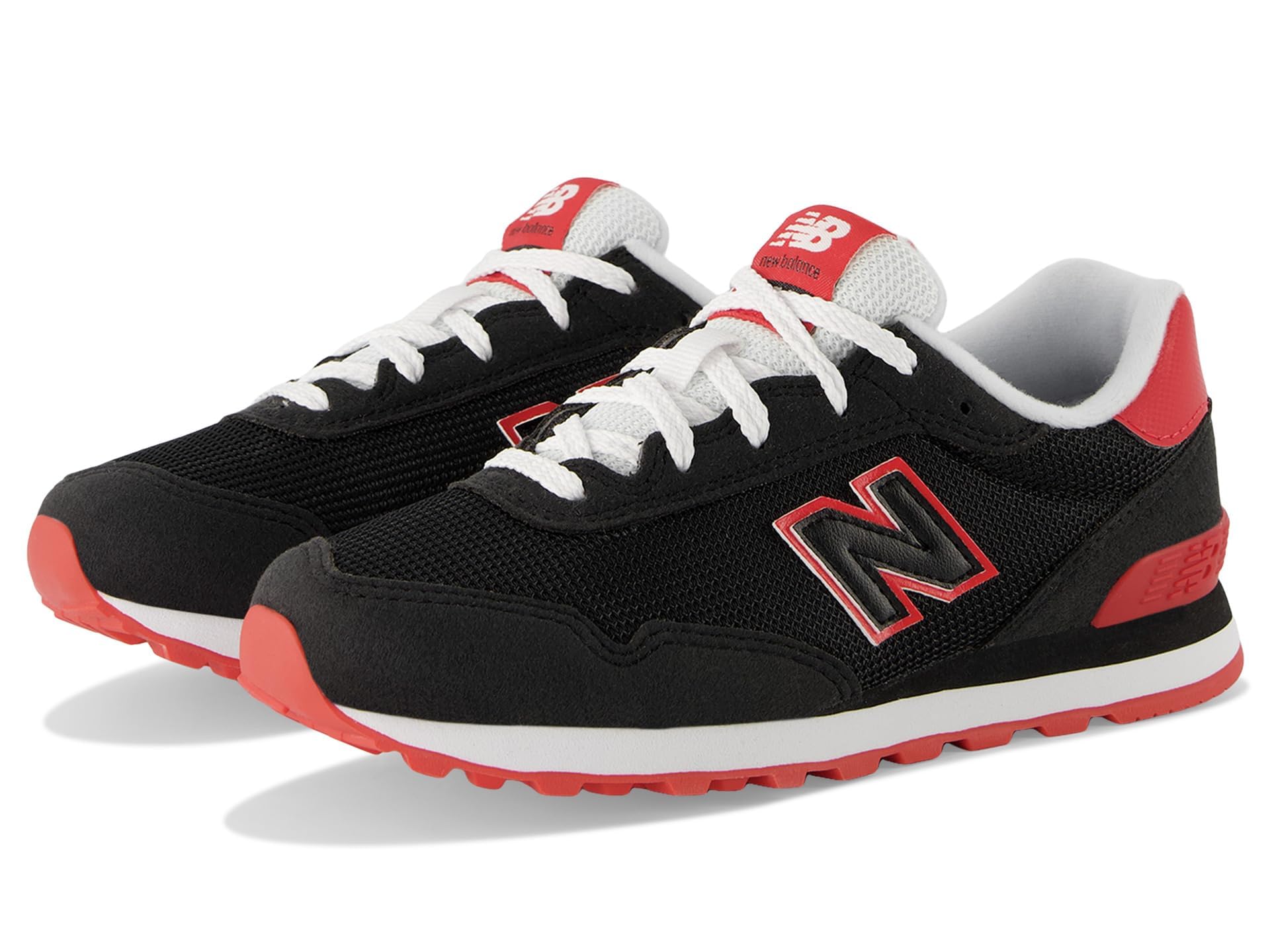 New Balance 515 V1 Lace-up Sneaker, Black/True Red, 12.5 US Unisex Little Kid