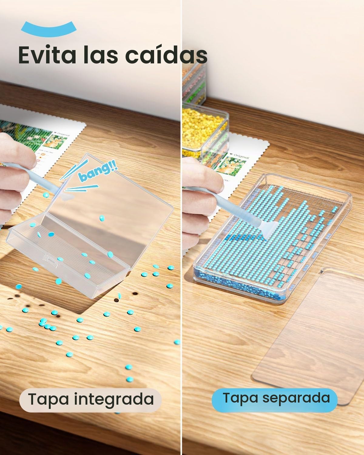 ARTDOT 60 Piezas de bandejas de Diamond Painting Adultos con Tapa, 2-EN-1 Kits Accesorios y Herramientas de Pintura de Diamante apilabless
