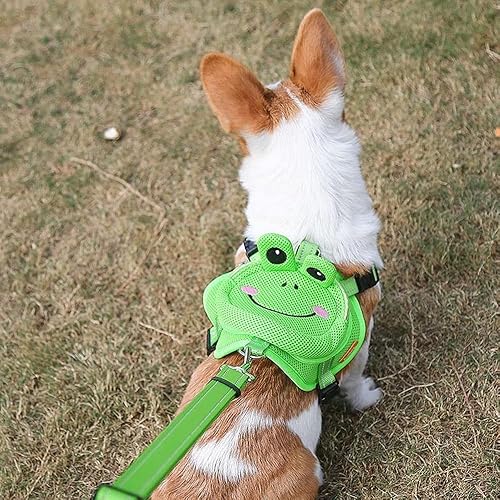 Miniatura 5 de Juego de arnés de mochila para perro, mochila y correa, arnés para perro, correa de arnés para mascotas y mochila para perro, diseño de rana de