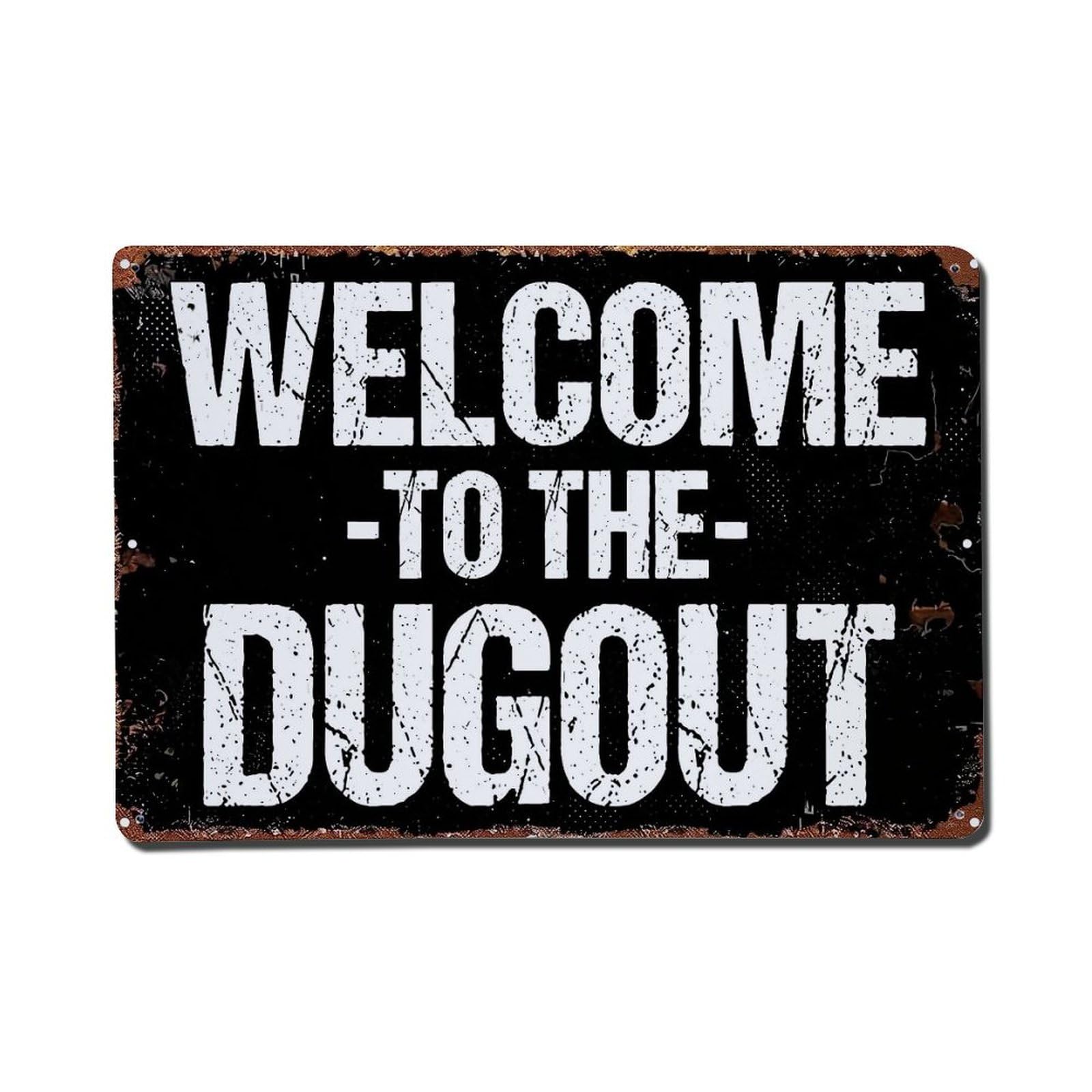 Jdfenggu Vintage Welcome To The Dugout Sign Retro Metal Tin Sign, Metal Poster For Bar, Home, Man Cave, Kitchen, Laundry Room Art Decor 8X12 Inch