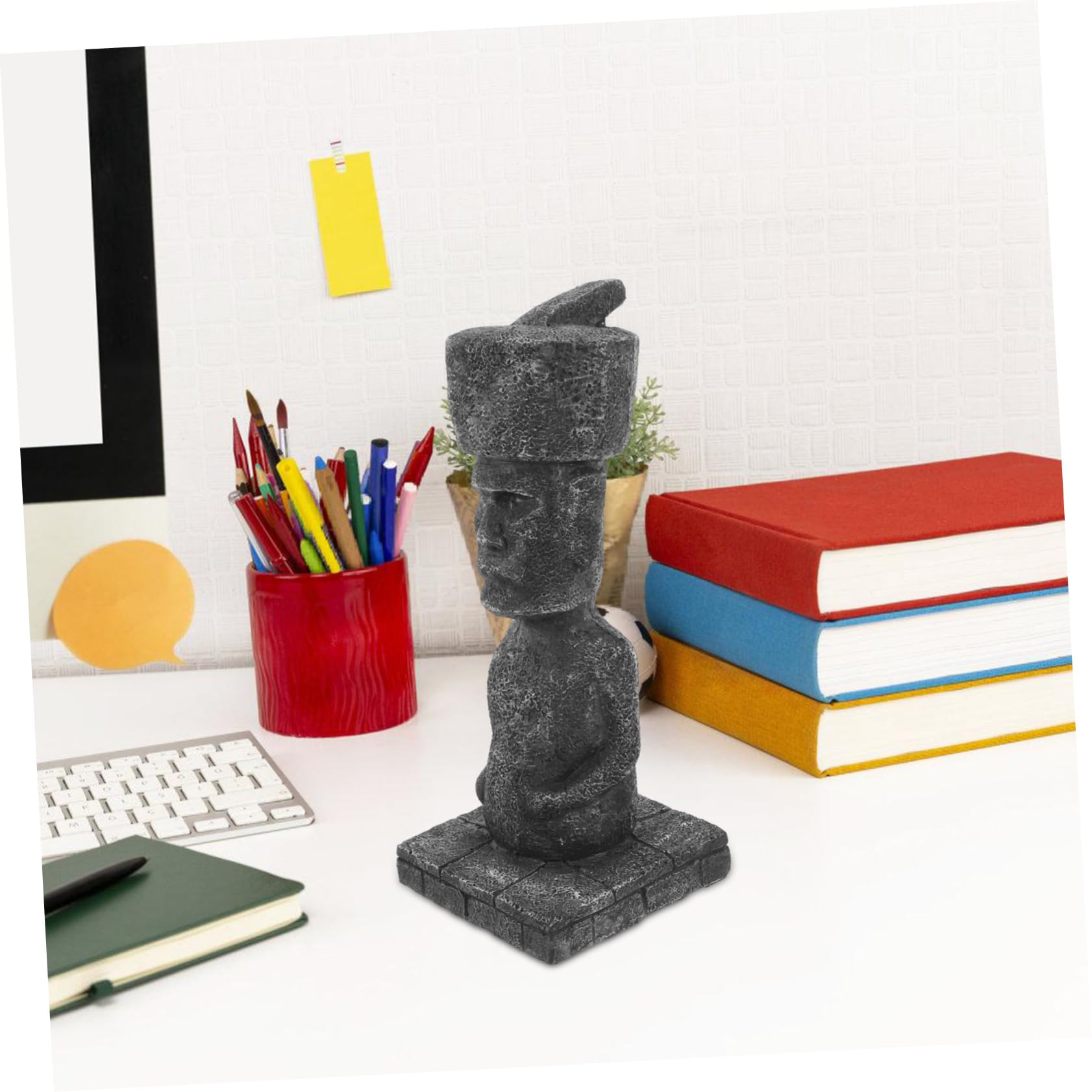 Statua Moai in Resina per Acquario, Effetto Roccia Realistico, Decorazione Paesaggistica Antica per Ufficio e Vasca,