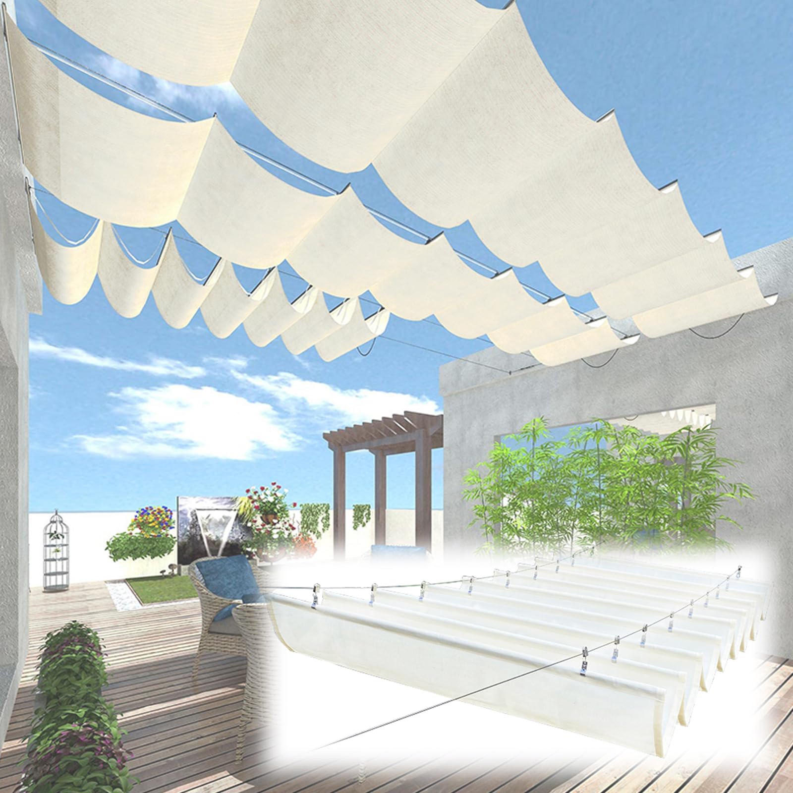 Voile d'ombrage extérieur pour piscine et terrasse ombragée d'été