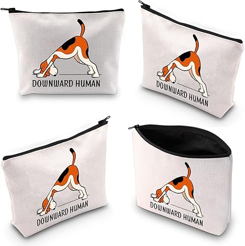 Miniatura 6 de XYANFA Bolsa de maquillaje de yoga hacia abajo para amantes de la yoga humana, regalo para amantes de los perros, regalo para yoga, niña, mamá,