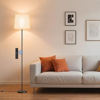 SIBRILLE Dimmable Floor Lamp with Linen Shade for Living Room