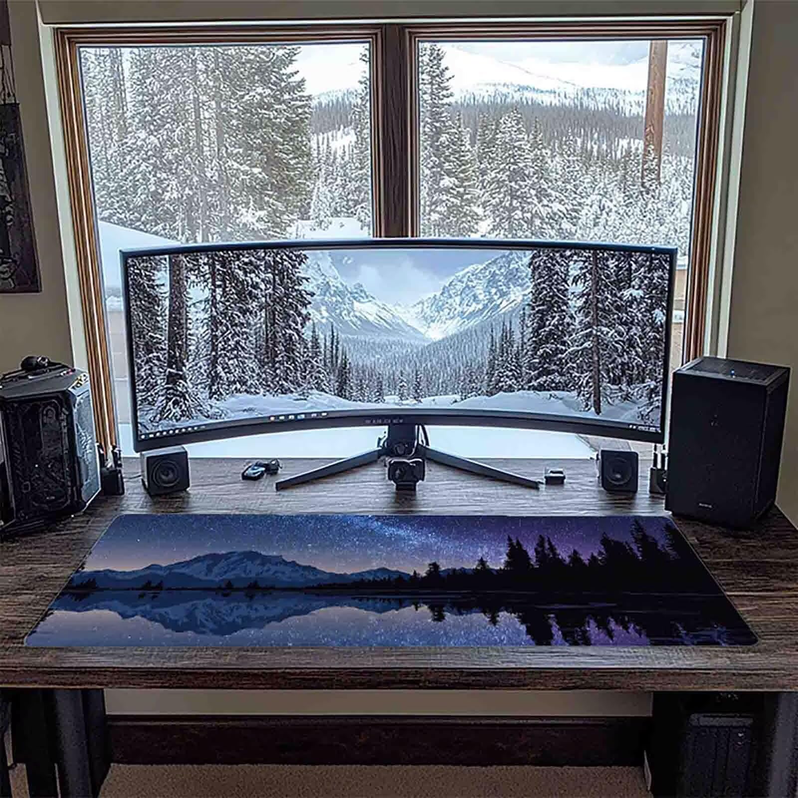 Tappetino Mouse XXL 1000x500mm Nero Mousepad Geometria Tappetino Scrivania Grande, con base in Gomma Antiscivolo, Impermeabile Sottomano Scrivania per Computer, Accessori Gaming Mouse Pad 5-1486i