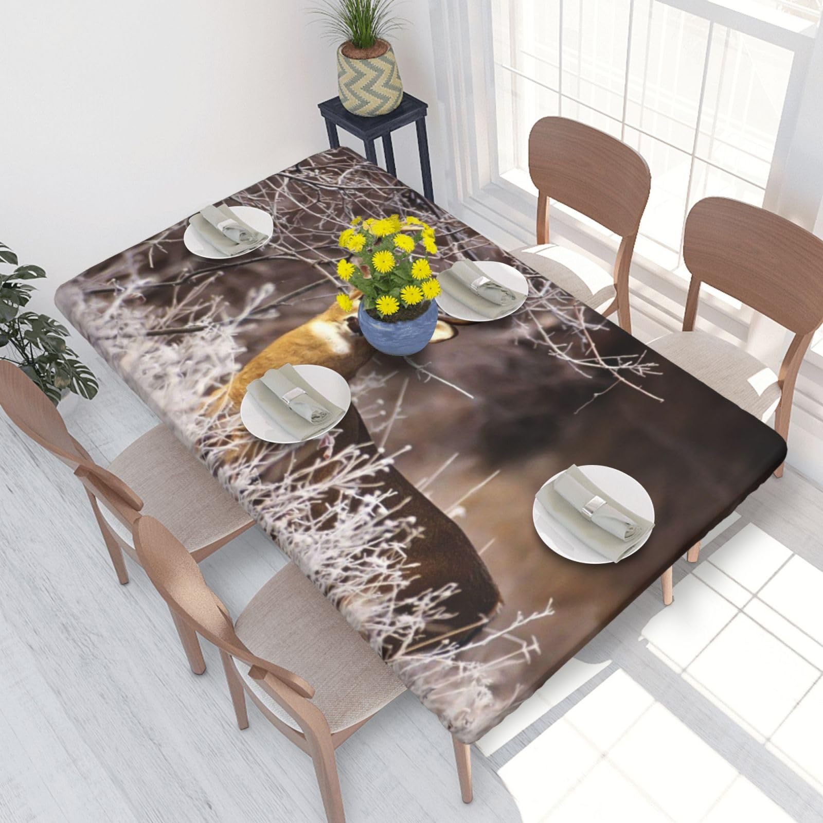 BNVSADC Free Whitetail Deer Printed 4FT Tablecloth 122x76 CM Polyester Kitchen Water Resistant Table Cloth Dining Table Decoration Table Covers