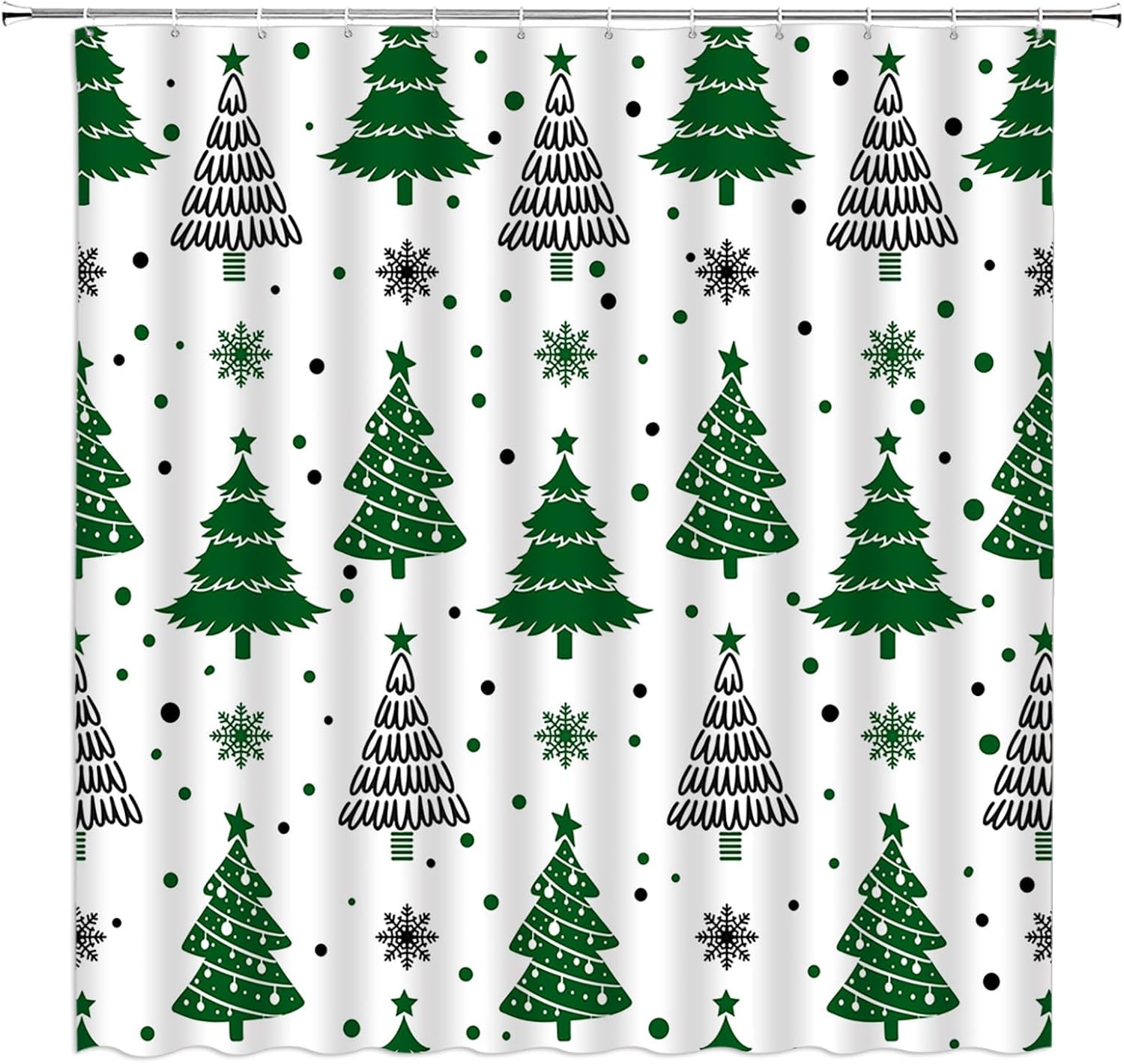 GCTNBJL Christmas Shower Curtain Pink Black Christmas Tree Snowflake Cute Cartoon Winter Holiday Merry Christmas 70x96(WxH) Inches Bathroom Decor Fabric Curtain with Hooks