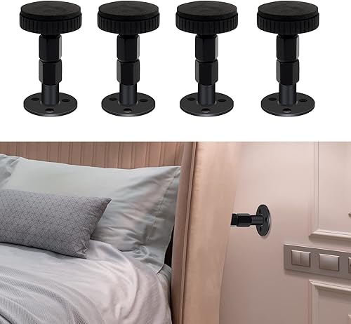 LveSunny 4PCS Headboard Stoppers Black Adjustable Bed Frame Anti-Shake Tool for Wall Beds Sofas No Creaking Protect The Wall from Banging Easy to