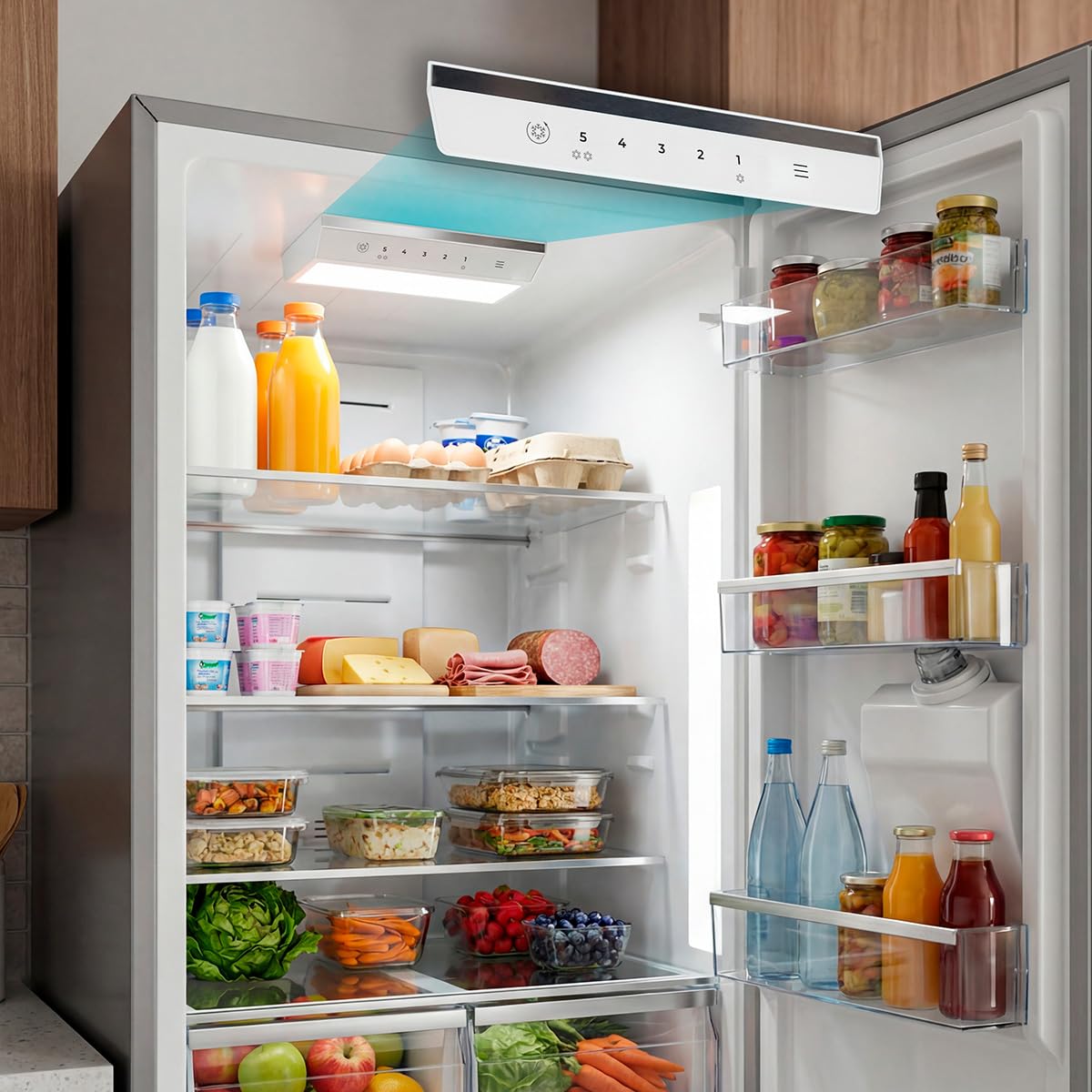 Cecotec Frigorifero Combinato con Dispenser Acqua 322L Bolero CoolMarket Combi 322i WD Inox D. Altezza 185,5cm, Larghezza 59,5cm, Tecnologia Multi Airflow, HumidityFlex HUB, LED Interno