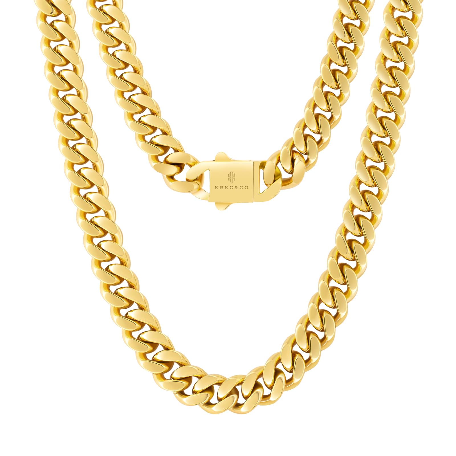 KRKC&CO Silver Cuban Link Chain for Men