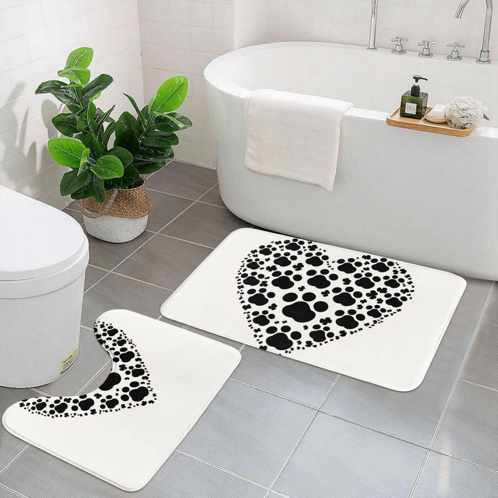 Tapis de bain en U anti-glisse doux et absorbant pour salle de bain