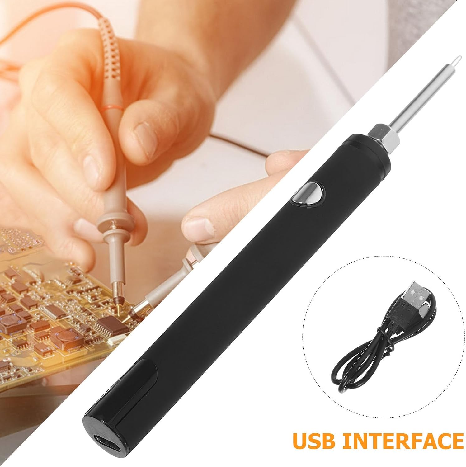 USB Digital Soldering Iron Adjustable Temperature Welding Pen Kit with LED Display, Stainless Steel Construction for Efficient Electronic Repairs and Circuit Soldering in Office