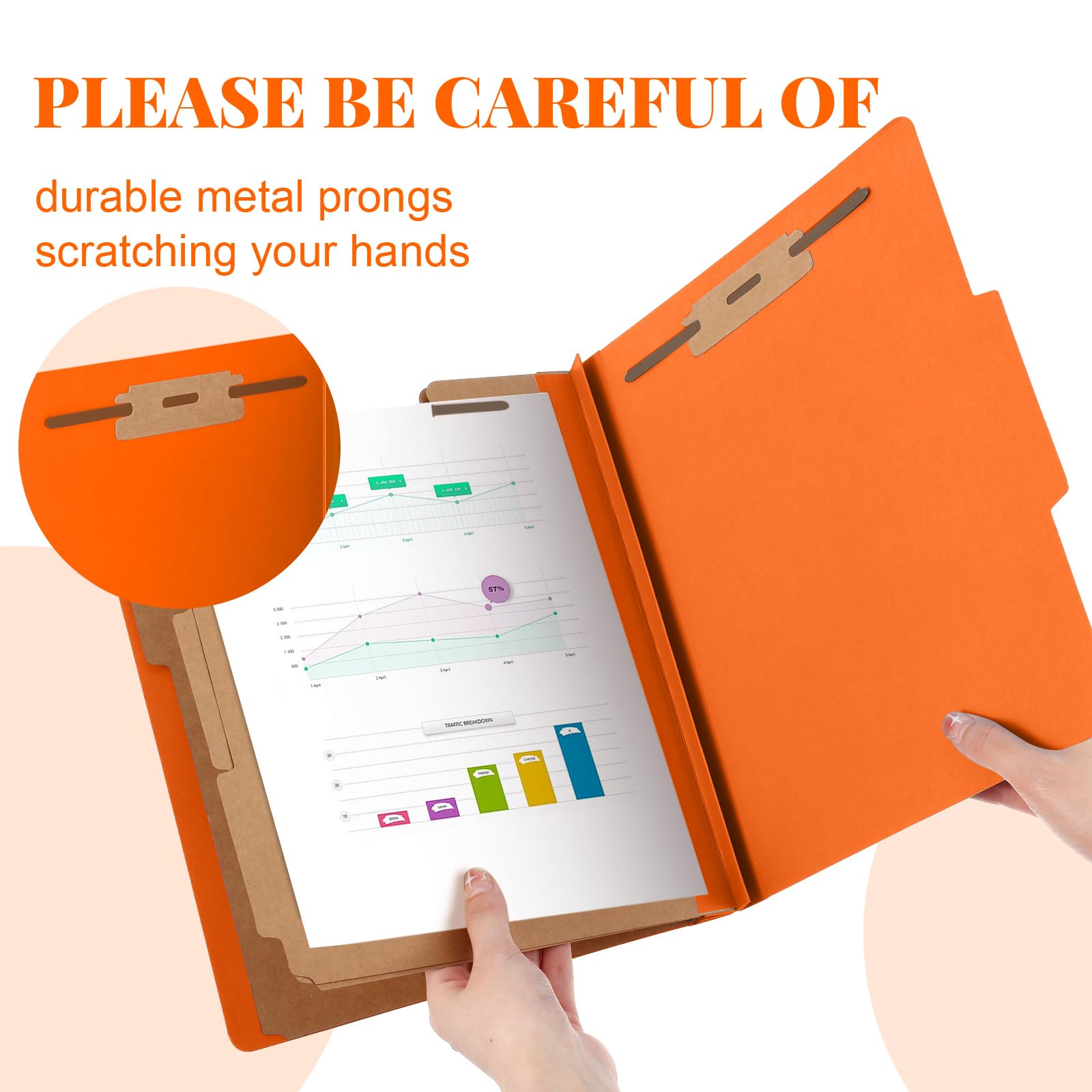 Skyygemm 24 cartelle per il rientro a scuola, formato lettera, 3 divisori in cartone pressato, con chiusura, organizer espandibile, per insegnanti, impiegati d'ufficio, colleghi, personale (arancione)