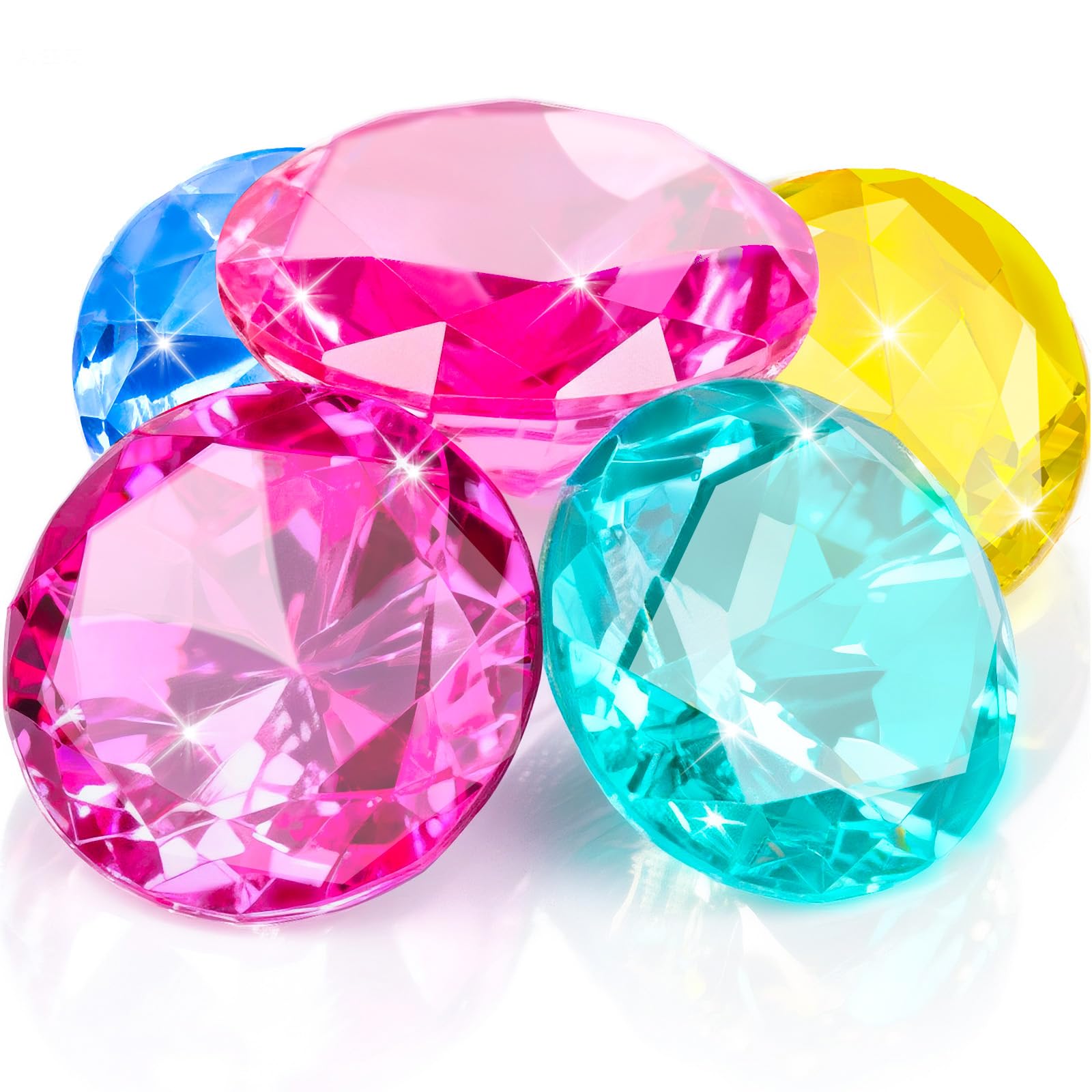 MARFOREVER Extra Large Diving Gem Pool Toys, 60 mm Extra Big Diamond Pastel Pirate Treasure Huge Acrylic Set for Summer Swimming Party Favors Boys Girls Diving Training