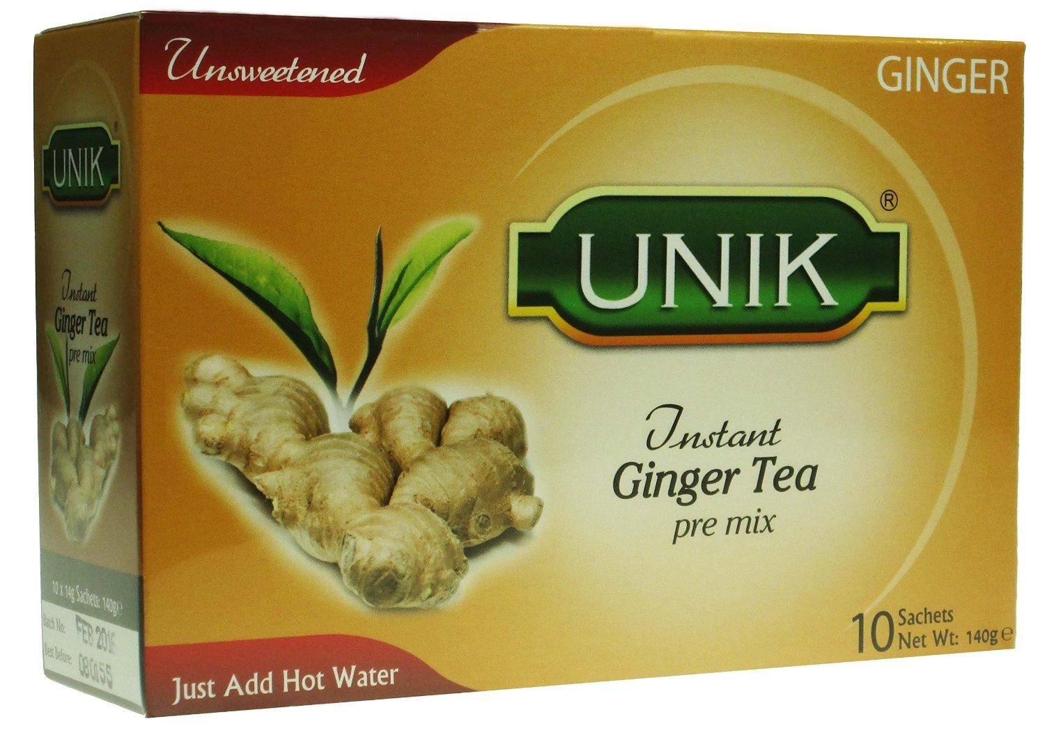 Unik - Thé au gingembre - non sucré - lot de 5 boîtes de 140 g
