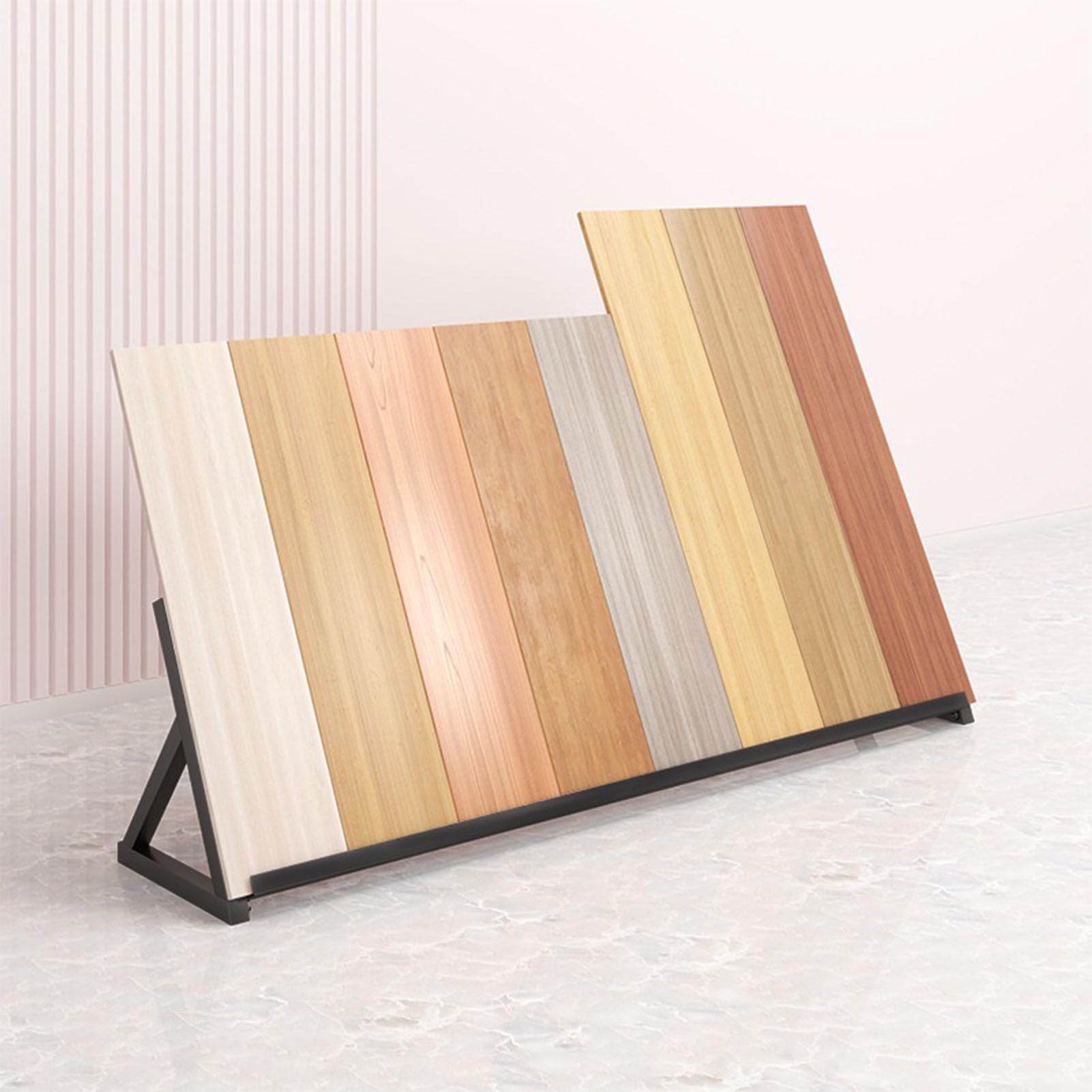 Soporte de muestra para materiales de construcción, estante ranurado para suelos de madera, estante de exhibición de puerta de armario de cerámica y aluminio