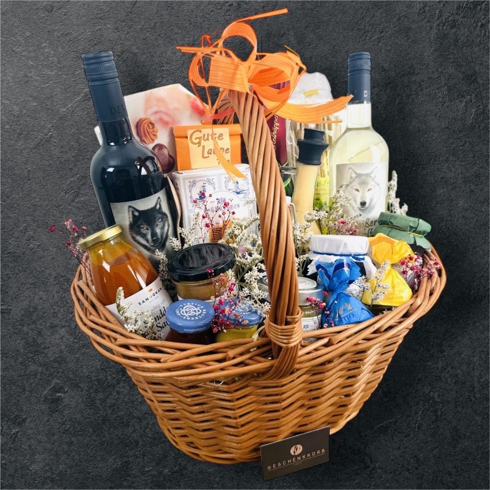 Gourmet Schlemmerkorb | Hochwertiger Geschenkkorb mit delikaten Leckereien | Perfektes Präsent für Genießer | Schön verpacktes Geschenkset | Ideal für besondere Anlässe