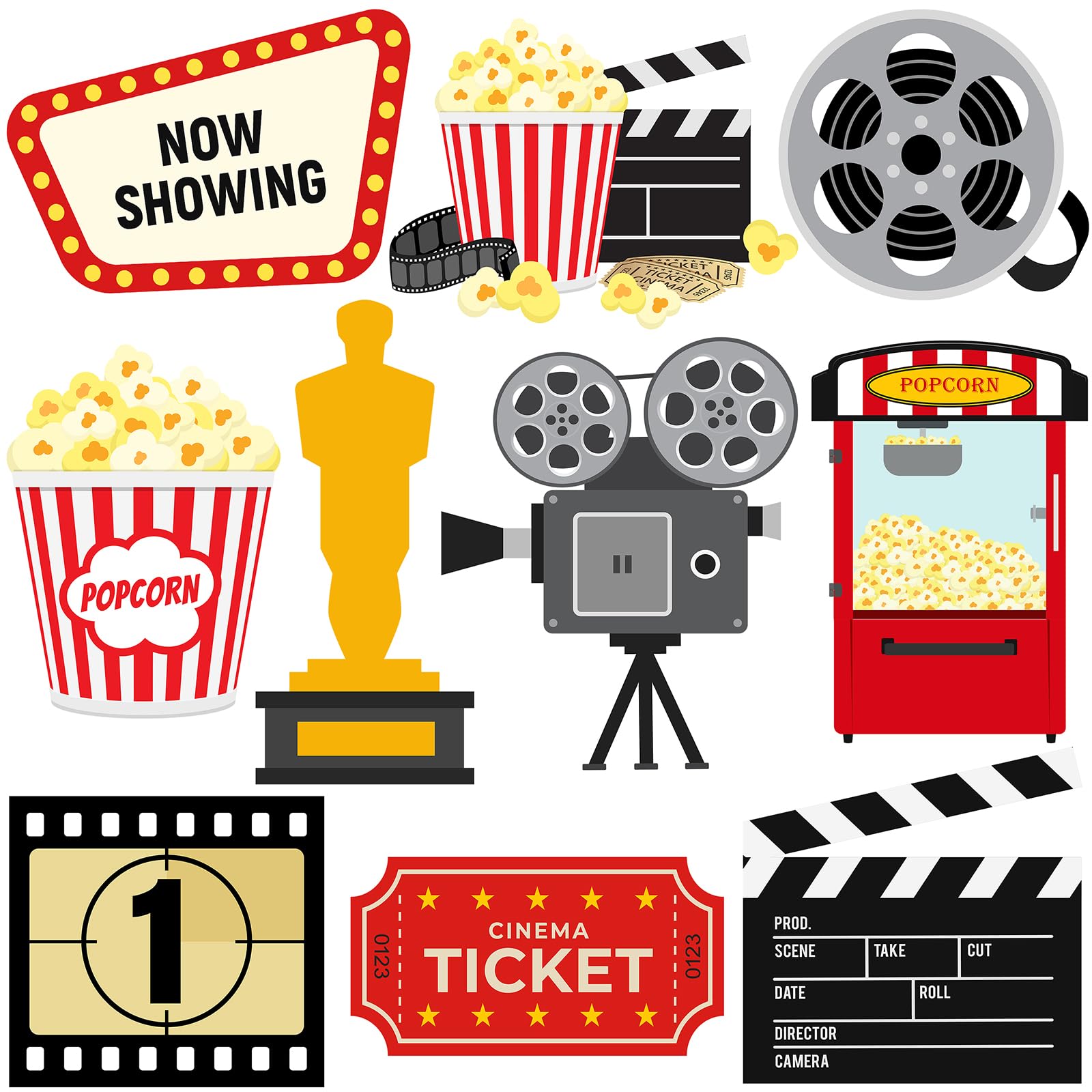 40 Pcs Movie Night Cutouts for Kids' Party - Movie Photo Prop - Movie Night Party Decorations