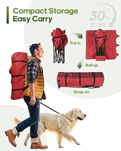 Miniatura 7 de Silla de campamento doble, sofá biplaza acolchado para adultos, asiento de dos personas de gran tamaño con bolsa de transporte 2 en 1, sofá plegable