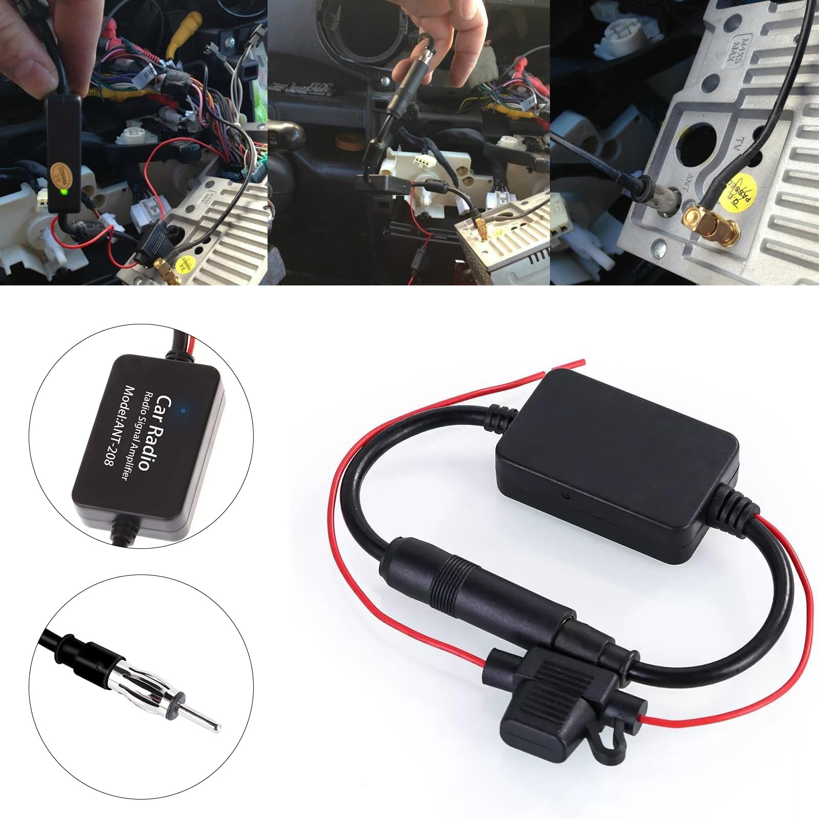 Amplificatore Antenna Auto FM 12V - Booster Segnale Per Migliorare Ricezione Radio, Compatibile Con Auto, Camion, SUV
