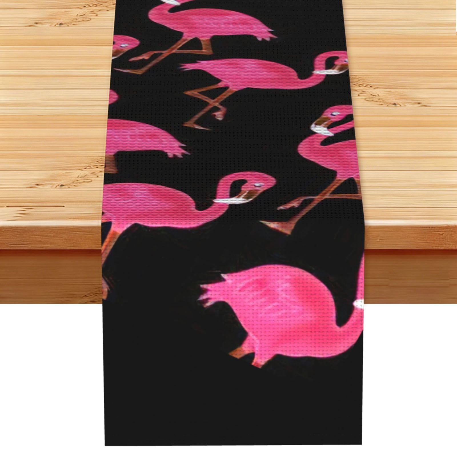 Aacxzff Black Linen Lovely Pink Flamingos Print Table Runner For Everyday Use,Special Occasions,Wedding Birthday Home Decor