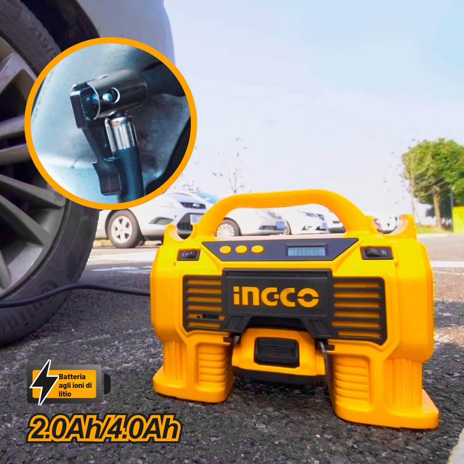 Ingco Compresso Auto a Batteria Litio 20V (Non Inclusa) 11Bar