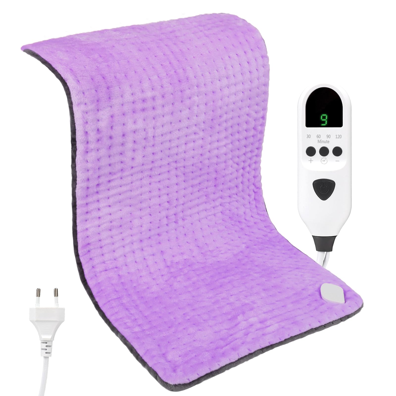 Dechoga Tappetino riscaldante in flanella a doppio strato, regolatore di temperatura a 9 passaggi e 4 timer, lavabile in macchina, morbido e pro-pelle, per collo, spalle, schiena e addome