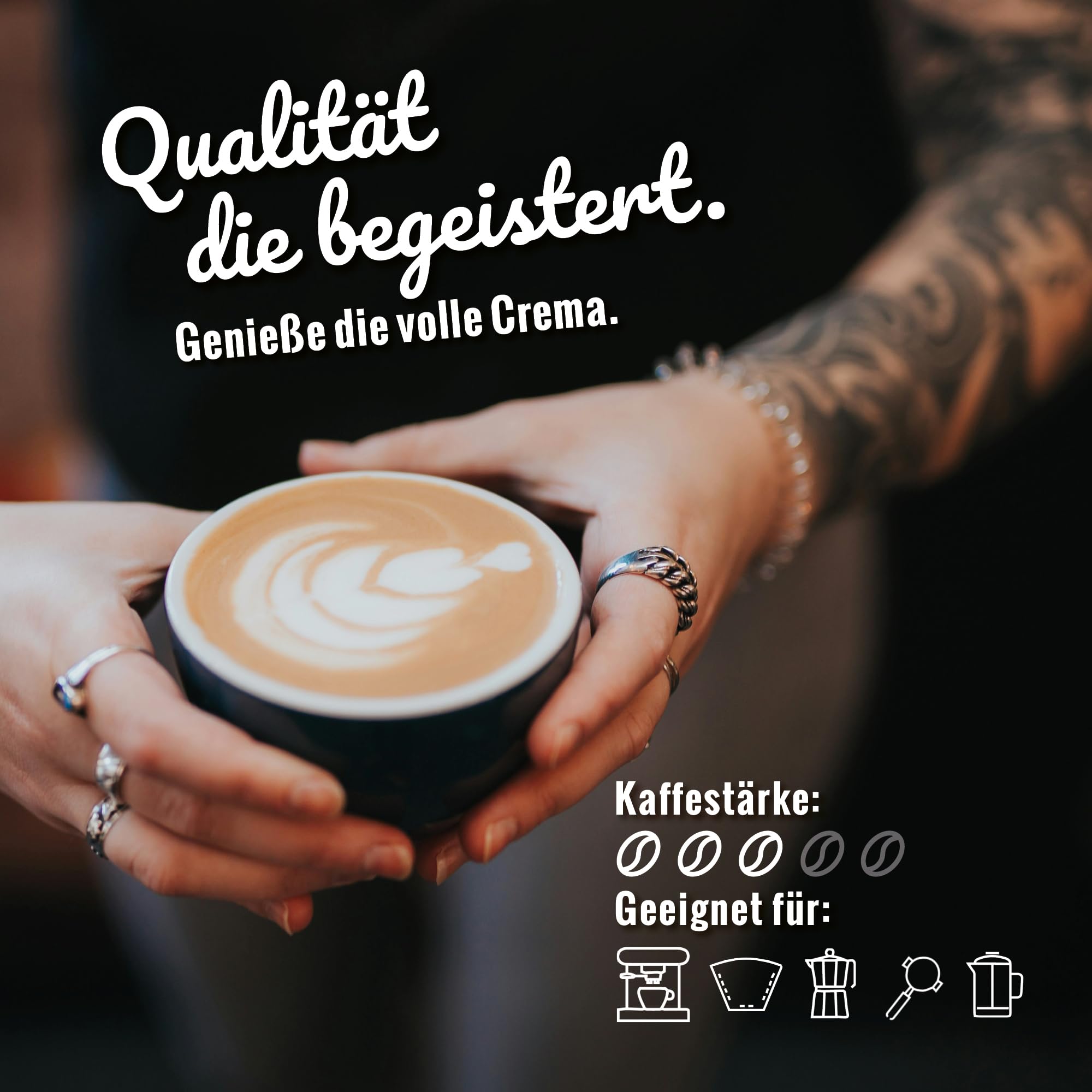 BLANK ROAST - Barista Tattoo Kaffee Kreme - 1kg (9er Pack) - im Trommel-Röstverfahren geröstet - Bohnen aus den besten Anbaugebieten - Premium Arabica - kräftig, schokoladig & nussig - säurearm