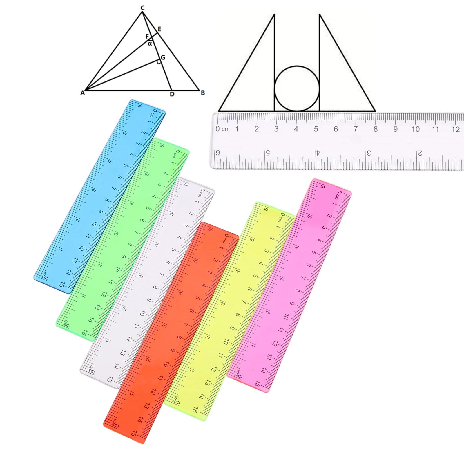 8Pcs Straight Shatterproof Ruler Set for Students School Math Supplies 6 Inch Clear Plastic Rulers Office Measuring Tool Colorful Plastic Rulers Clear Measuring Ruler Colorful Plastic Rulers Multi - Image 7