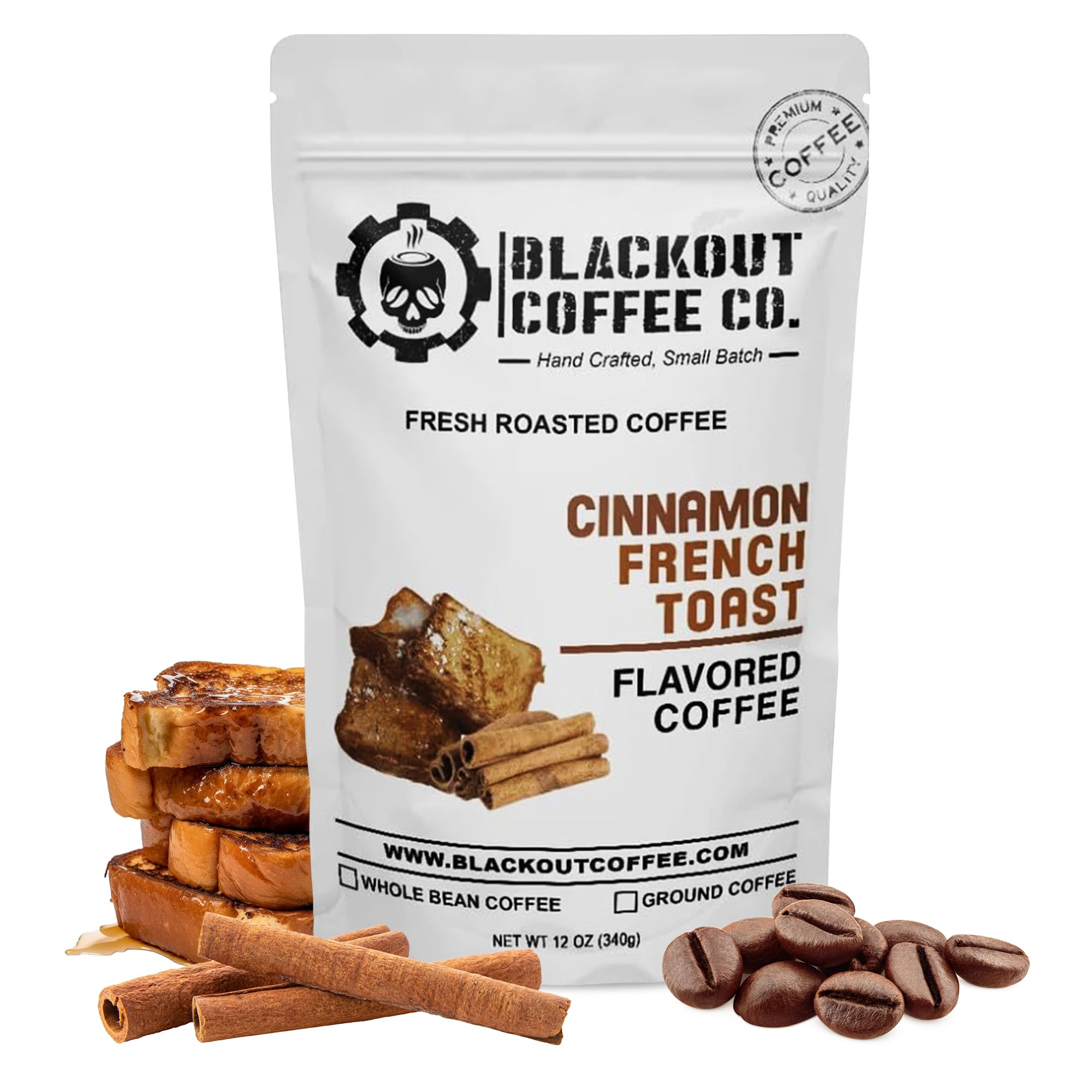 Blackout Coffee Cinnamon French Toast Flavored Medium Roast - Freshly Roasted in the USA - 12 oz Ground Coffee Pouch