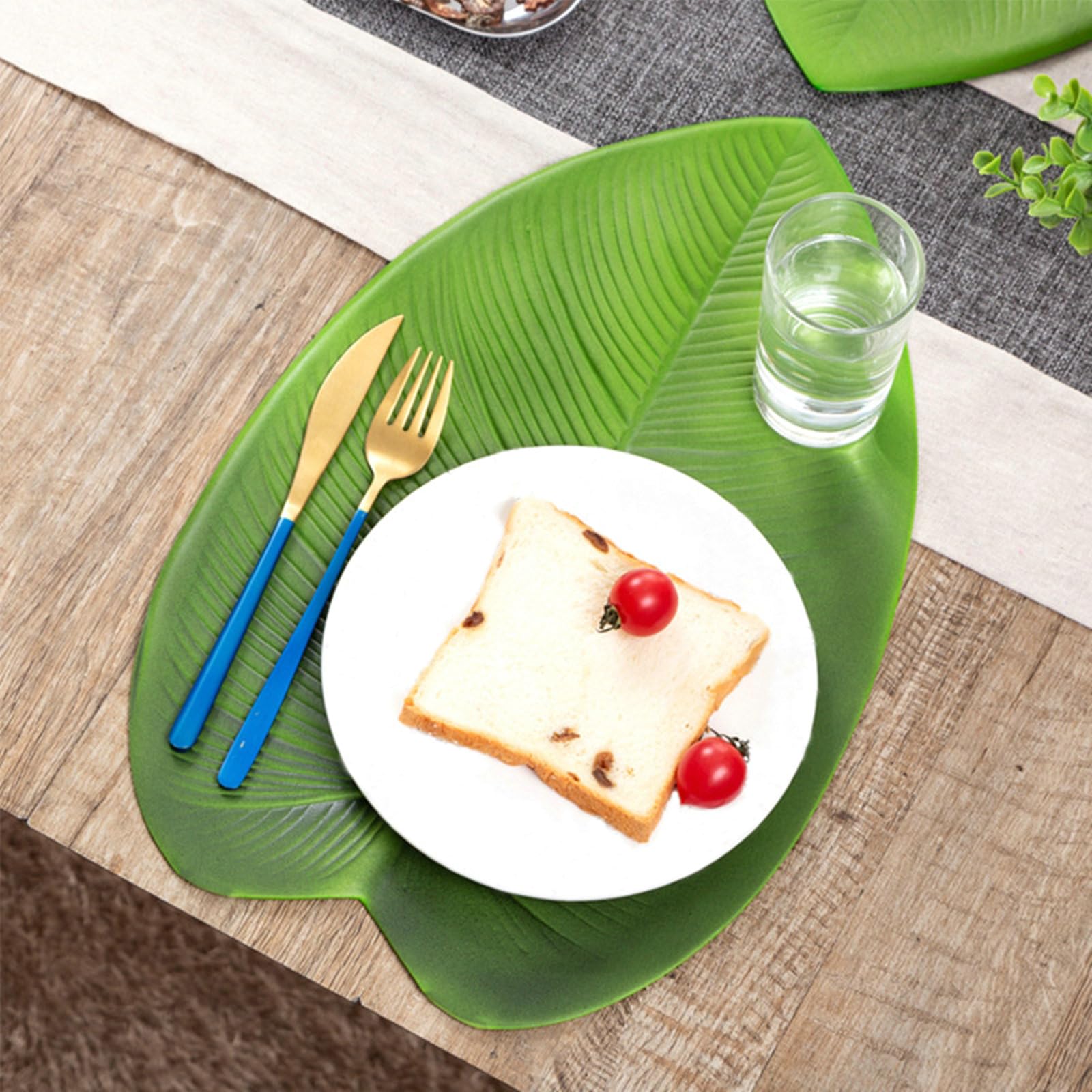 Gualiy Set di 6 Tovagliette Pranzo, Tovaglietta Americana Lavabile 39x46CM Foglia Tropicale Forma Tovaglietta