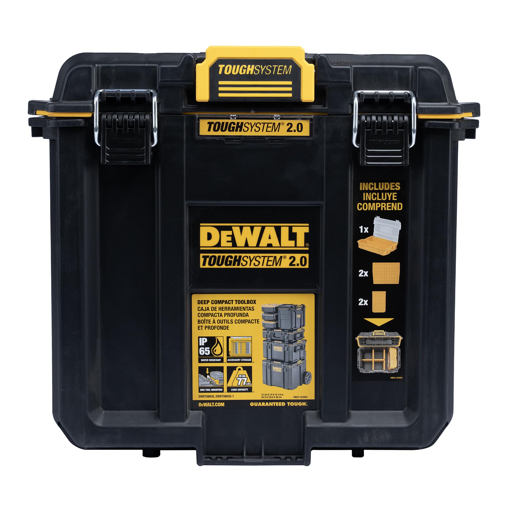 DEWALT TOUGHSYSTEM 2.0 Caja de herramientas compacta y duradera con separadores extraíbles (DWST08035)