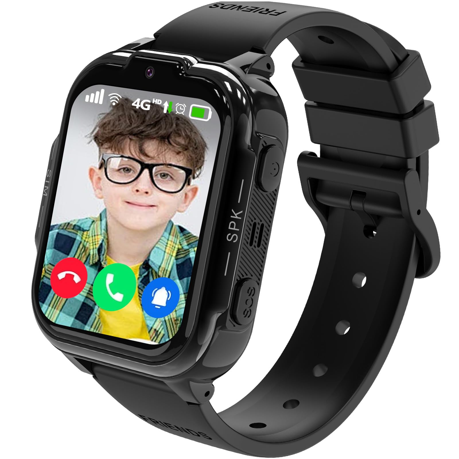Reloj Inteligente Niño 4G con GPS y Videollamada, Smartwatch Infantil con Llamadas y SOS, WiFi, Chat de Voz y Cámara, Reloj Niños y Niñas 4-12 Años, Regalo de Cumpleaños y Comunión (Negro)