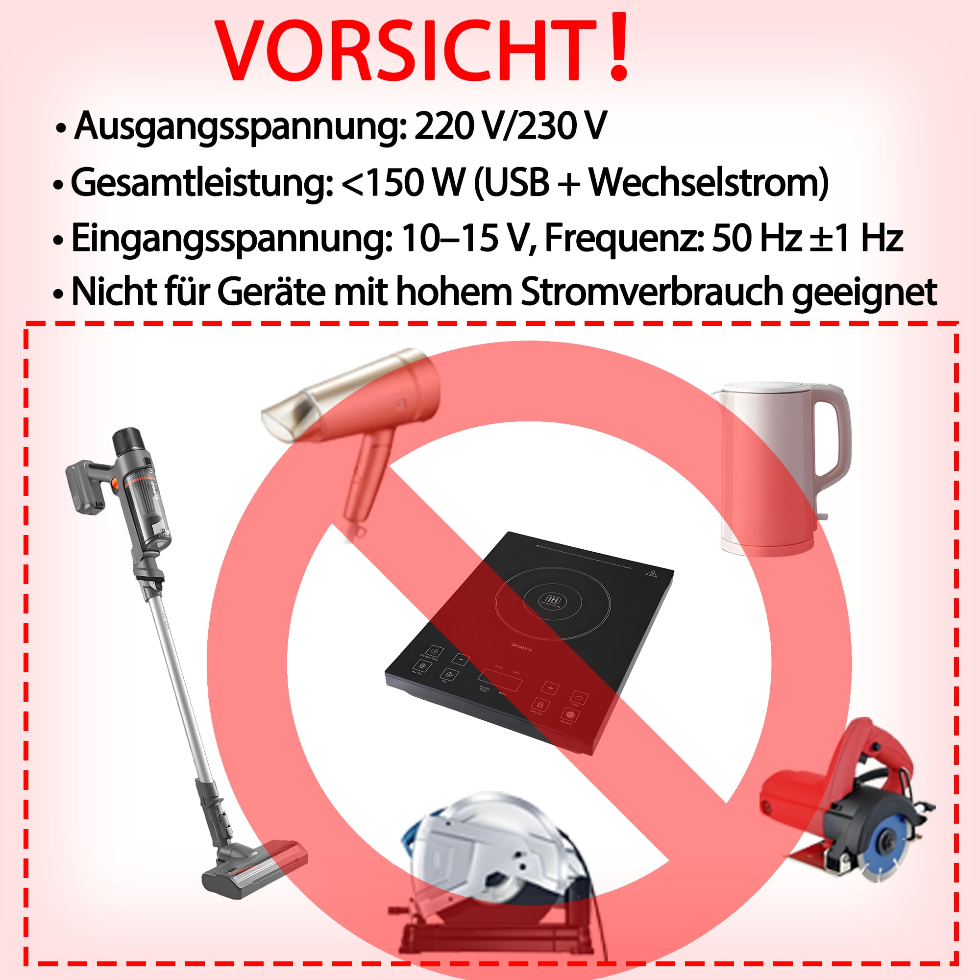 300W Wechselrichter 12V auf 230V Spannungswandler | TYPE-C & USB Anschluss, Autostecker Adapter, Steckdosenkonverter, Für Roadtrips und Camping