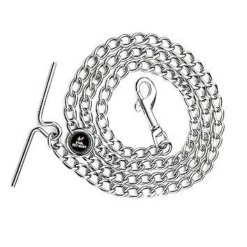 PSK PET MART Dog Chain Silver Grind No.12 Heavy Weight Dogs Leash Heavy Duty Dog Chain with Heavy Hook (L - 60 Inch) for Small to Medium Dogs