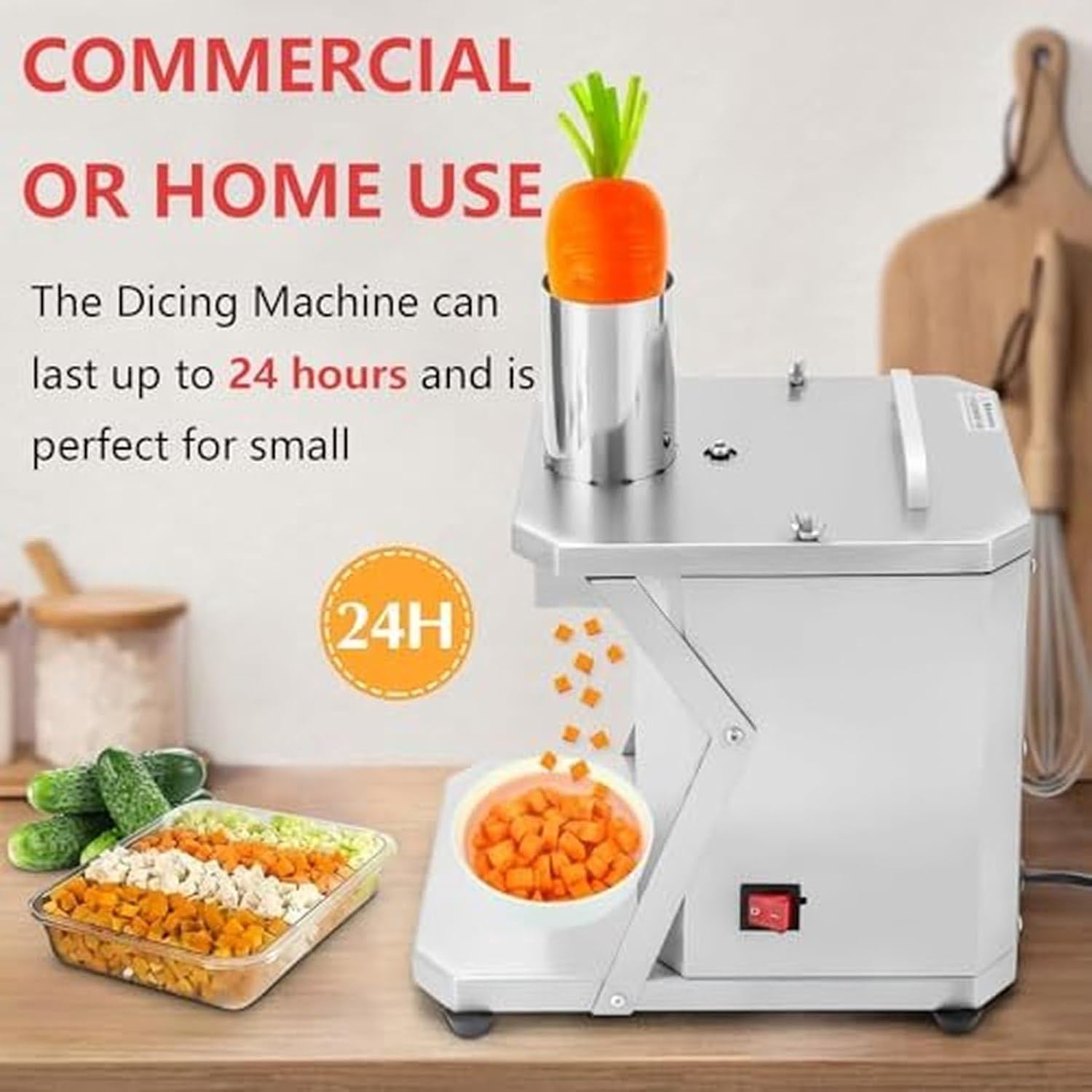 Commercial Vegetable Dicer Electric Fruit Chopper, Automatic Cube Cutter for Onions Potatoes Carrots Cucumber, Stainless Steel Blade 10mm Dicing Machine for Kit image 2