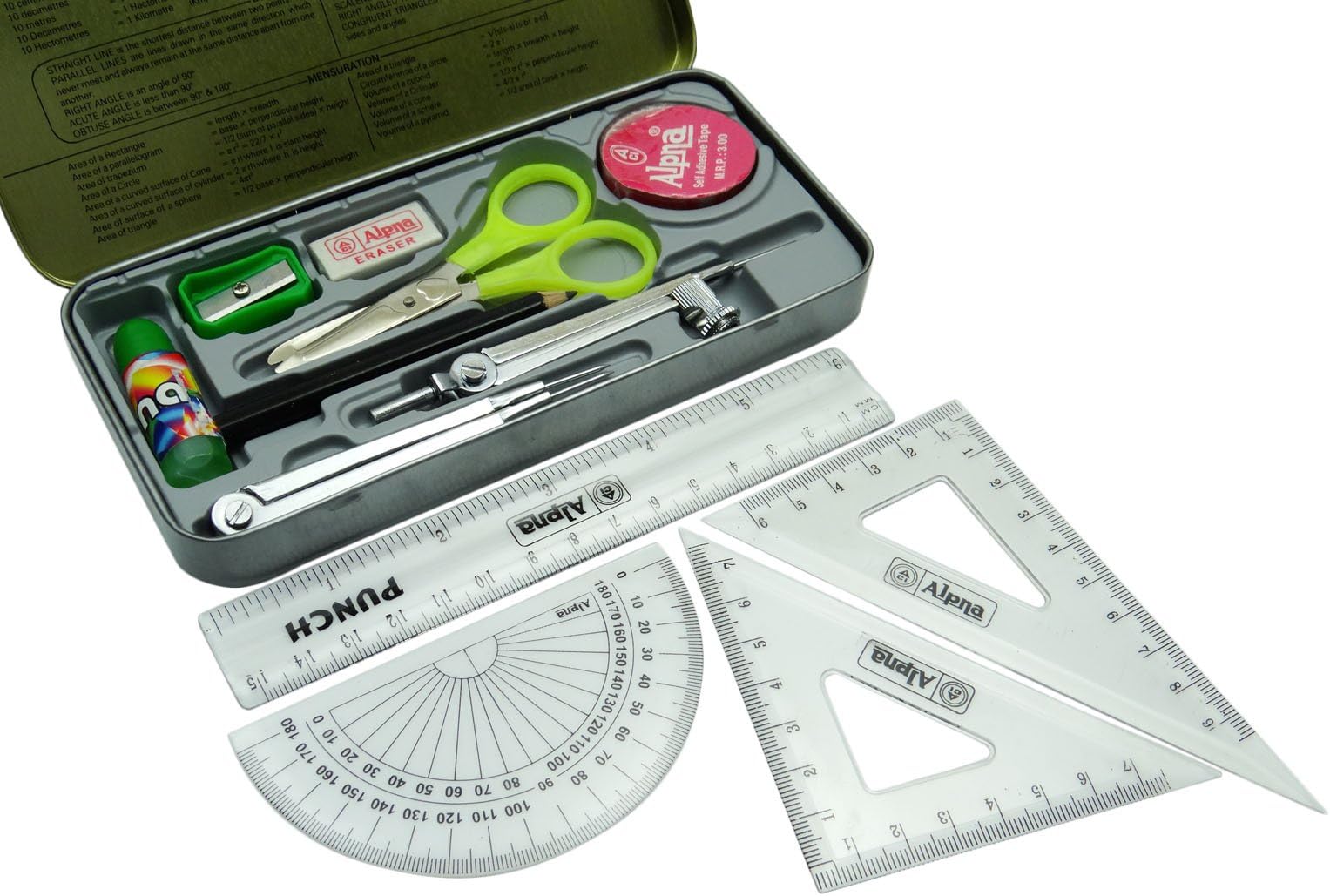 Alpna Natraj Senior 12 Pcs Geometry Kit For Students In Stainless Steel Case
