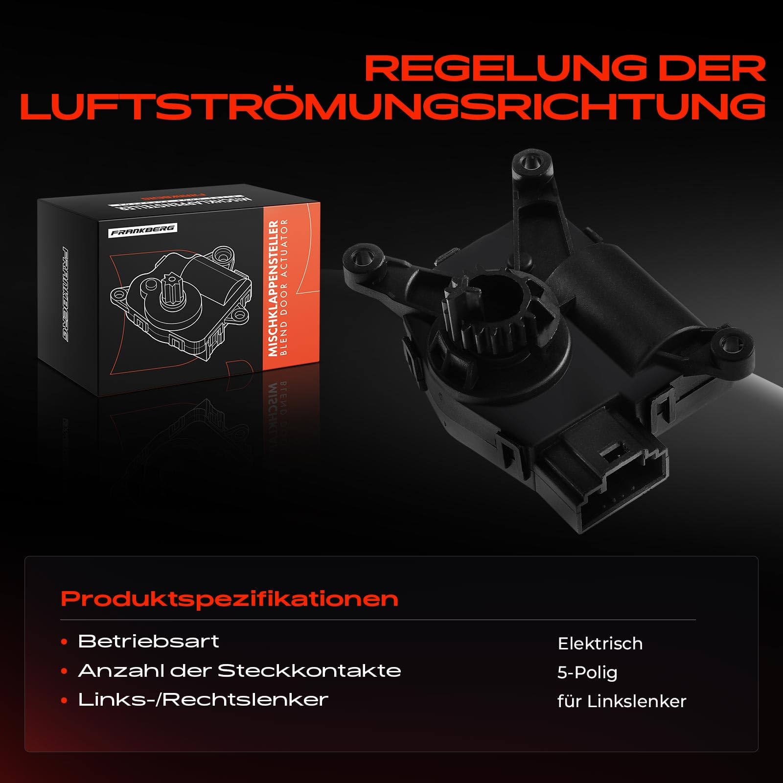 Frankberg Stellmotor Stellelement Mischklappe Klimaanlage für A3 8V Q2 GA Leon 5F Octavia III 5E Golf VII 5G1 Passat 3G 2012-2019 5Q0898511B