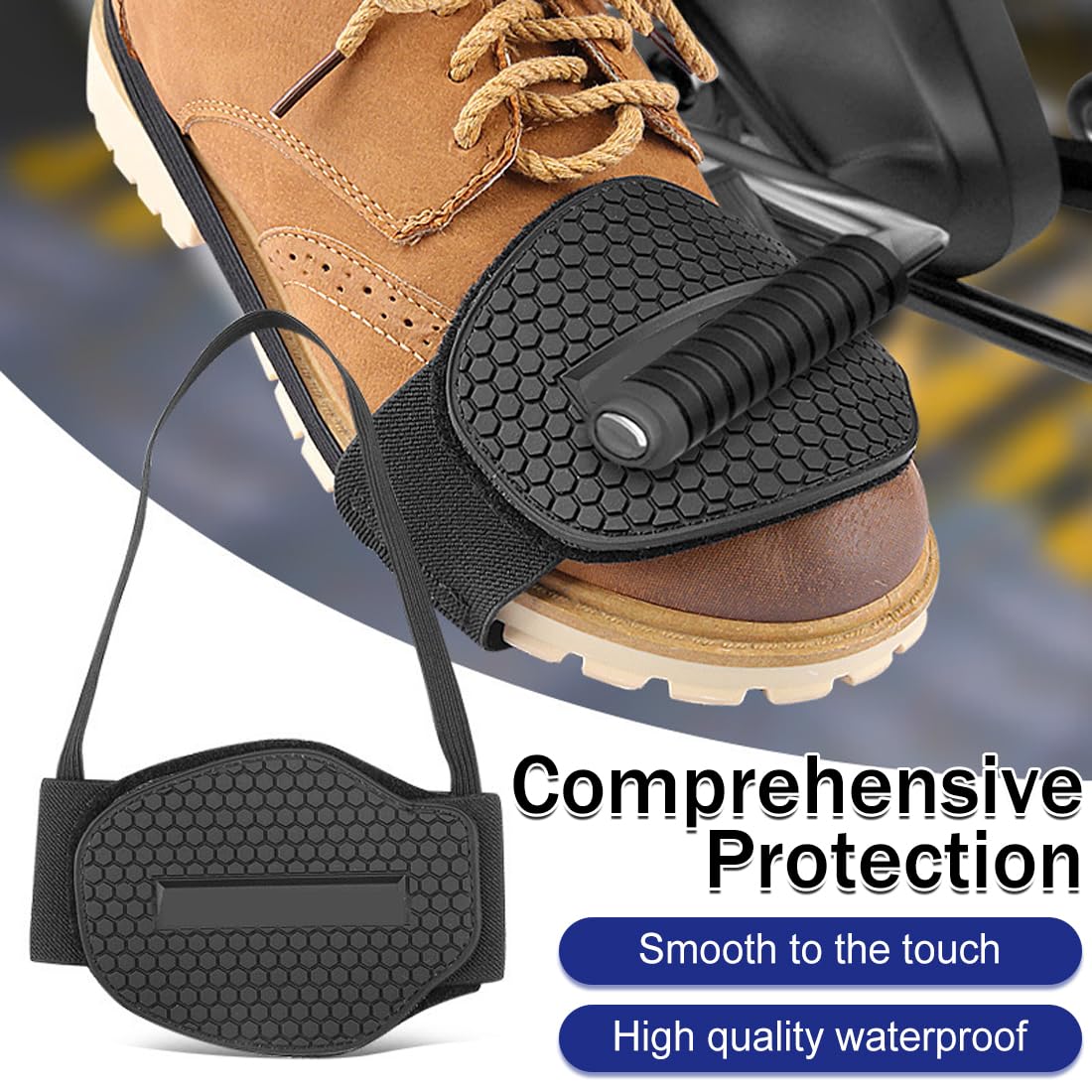 2 Pezzi Protezione Scarpe Moto Leva Cambio Copriscarpe, Protezione Scarpe Moto Universale, Resistente all'abrasione Gomma, Regolabile, Antiscivolo