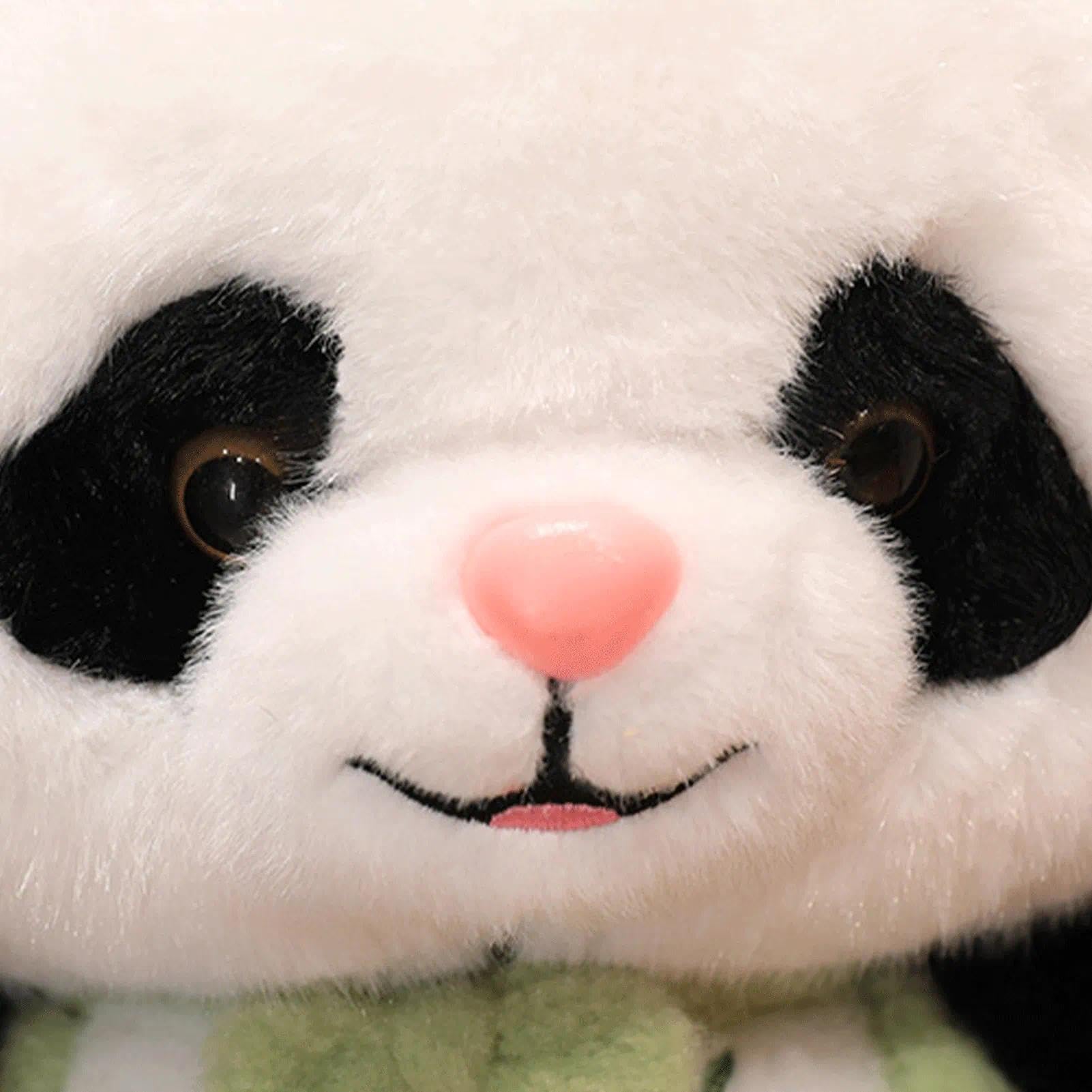 Peluche a forma di panda seduto con bambù, 50 cm / 20in
